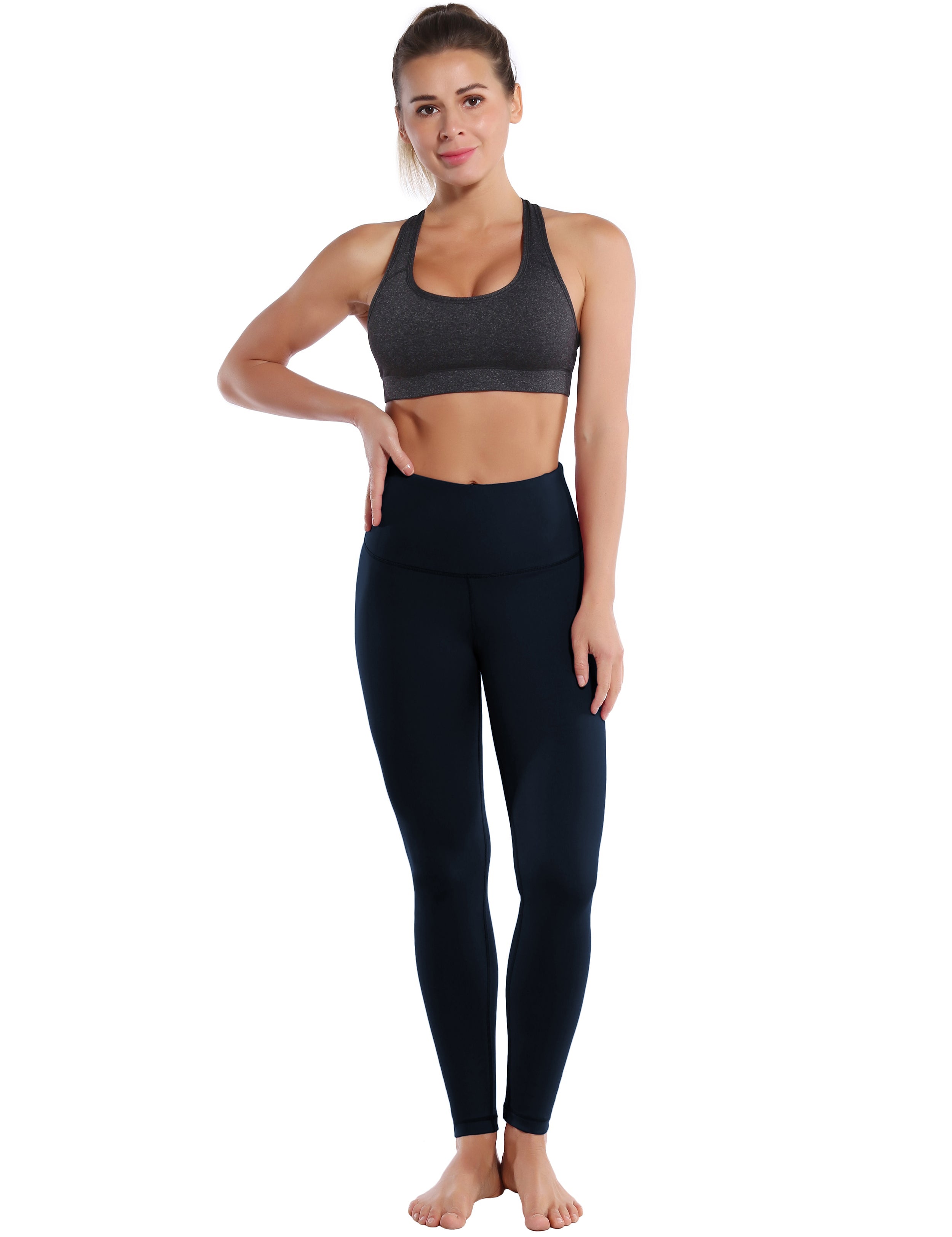 High Waist Biking Pants darknavy 75%Nylon/25%Spandex Fabric doesn't attract lint easily 4-way stretch No see-through Moisture-wicking Tummy control Inner pocket Four lengths