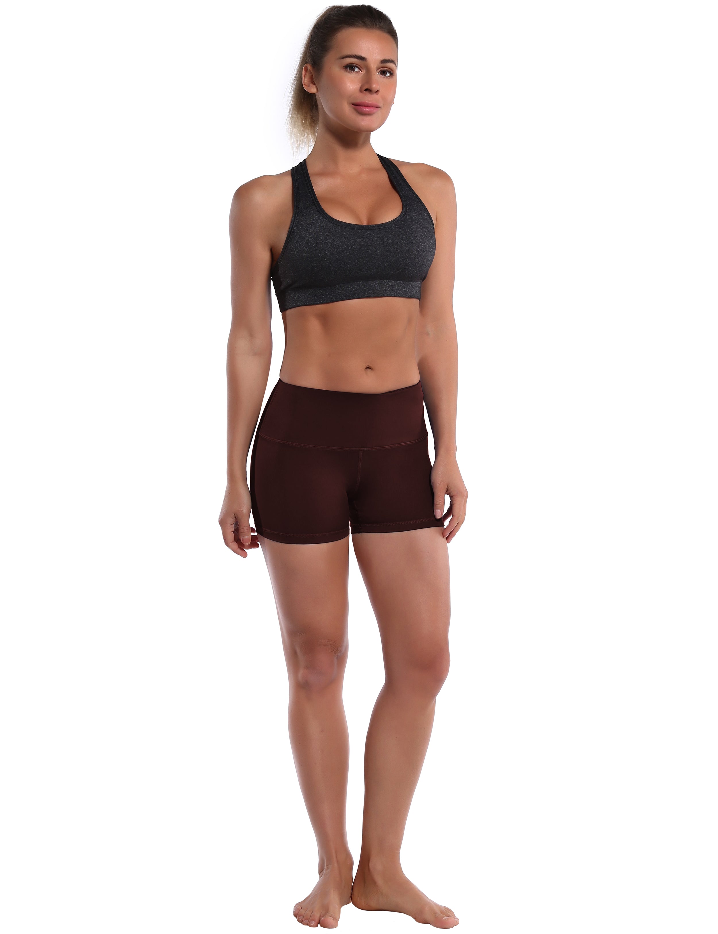 2.5" Yoga Shorts mahoganymaroon Softest-ever fabric High elasticity High density 4-way stretch Fabric doesn't attract lint easily No see-through Moisture-wicking Machine wash 75% Nylon, 25% Spandex