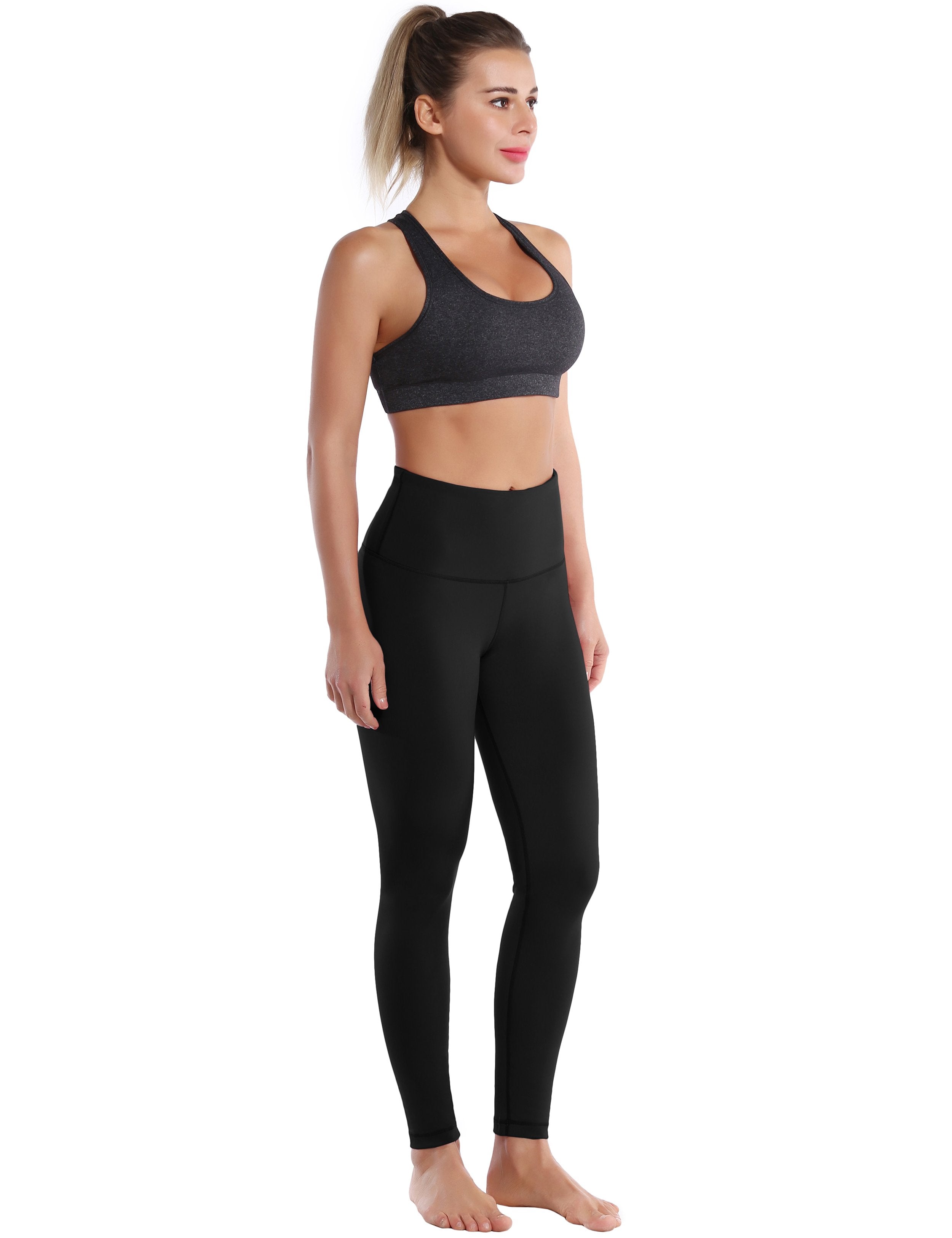 High Waist Running Pants black 75%Nylon/25%Spandex Fabric doesn't attract lint easily 4-way stretch No see-through Moisture-wicking Tummy control Inner pocket Four lengths