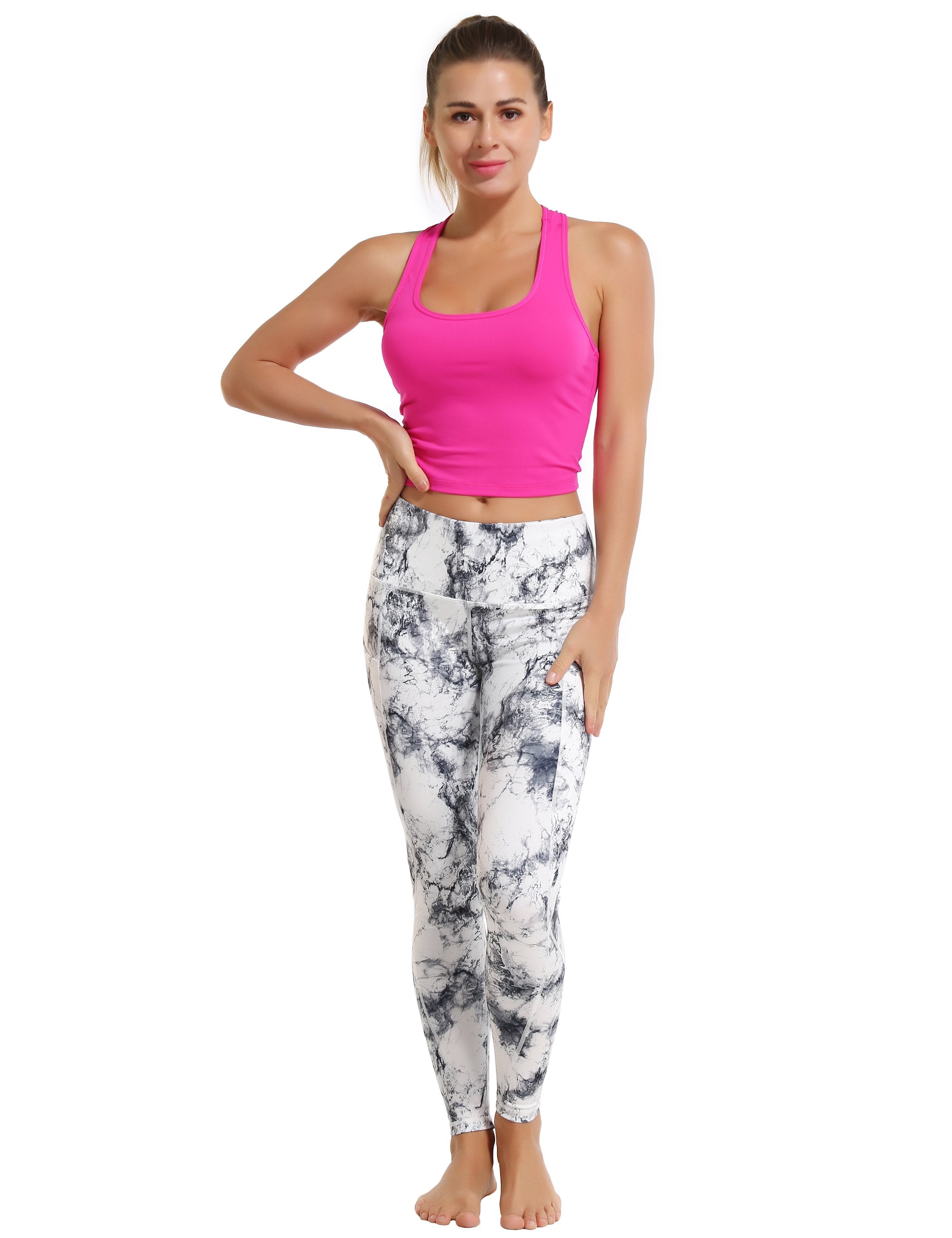 High Waist Side Pockets Pilates Pants arabescato 78%Polyester/22%Spandex Fabric doesn't attract lint easily 4-way stretch No see-through Moisture-wicking Tummy control Inner pocket