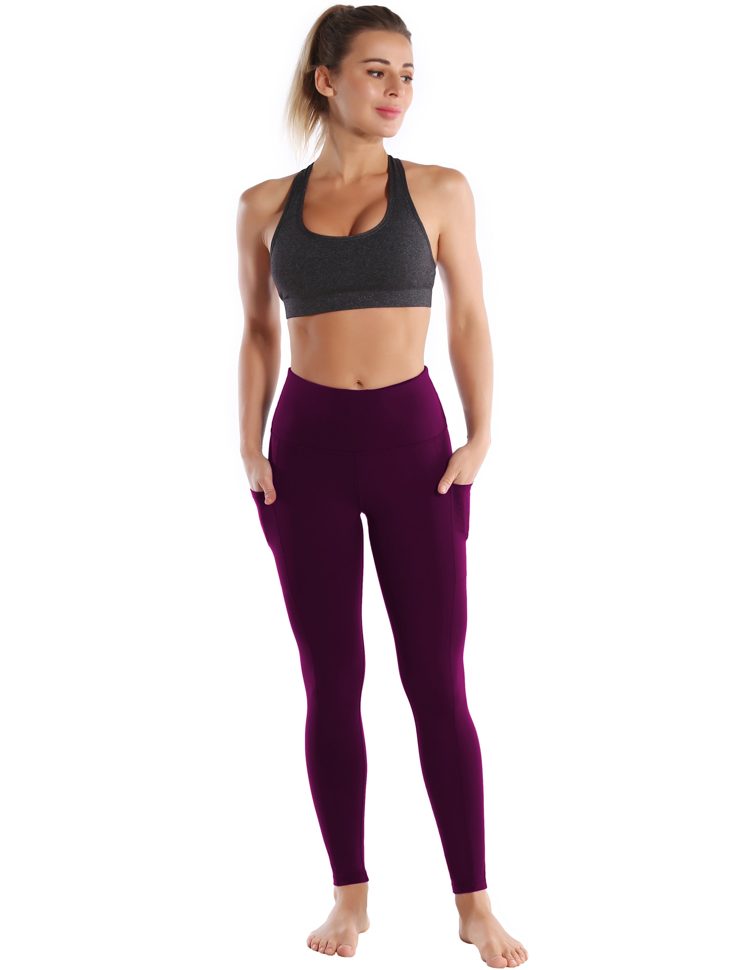 Hip Line Side Pockets Biking Pants plum Sexy Hip Line Side Pockets 75%Nylon/25%Spandex Fabric doesn't attract lint easily 4-way stretch No see-through Moisture-wicking Tummy control Inner pocket Two lengths