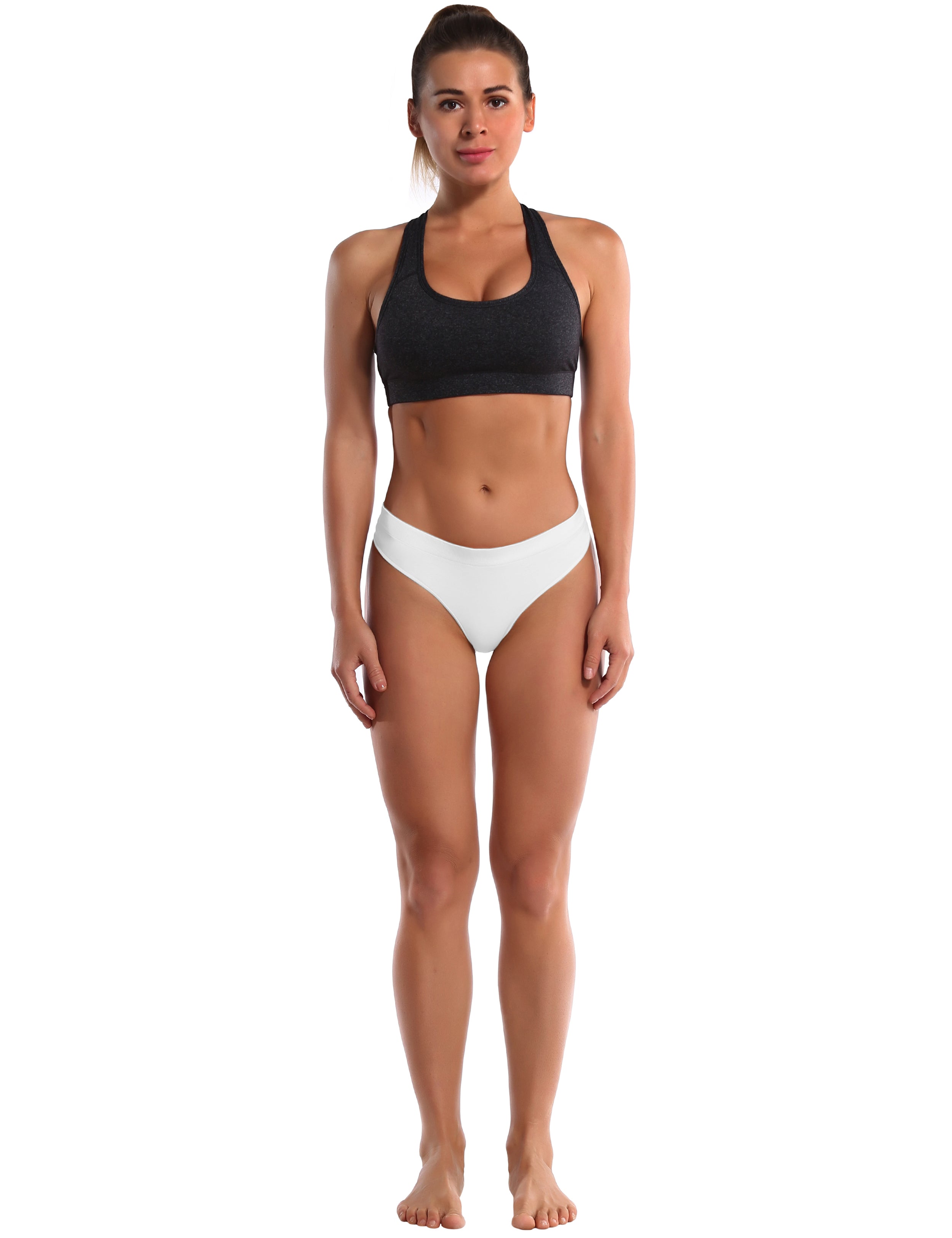 Seamless Low rise Sports Thongs white Sleek, smooth and streamlined: designed in our extra-soft knit material, this seamless thong embraces everyday comfort. Here with an allover heathered effect. Weave threads one by one High elasticity Softest-ever fabric Unsealed Comfortable No back coverage Machine wash.