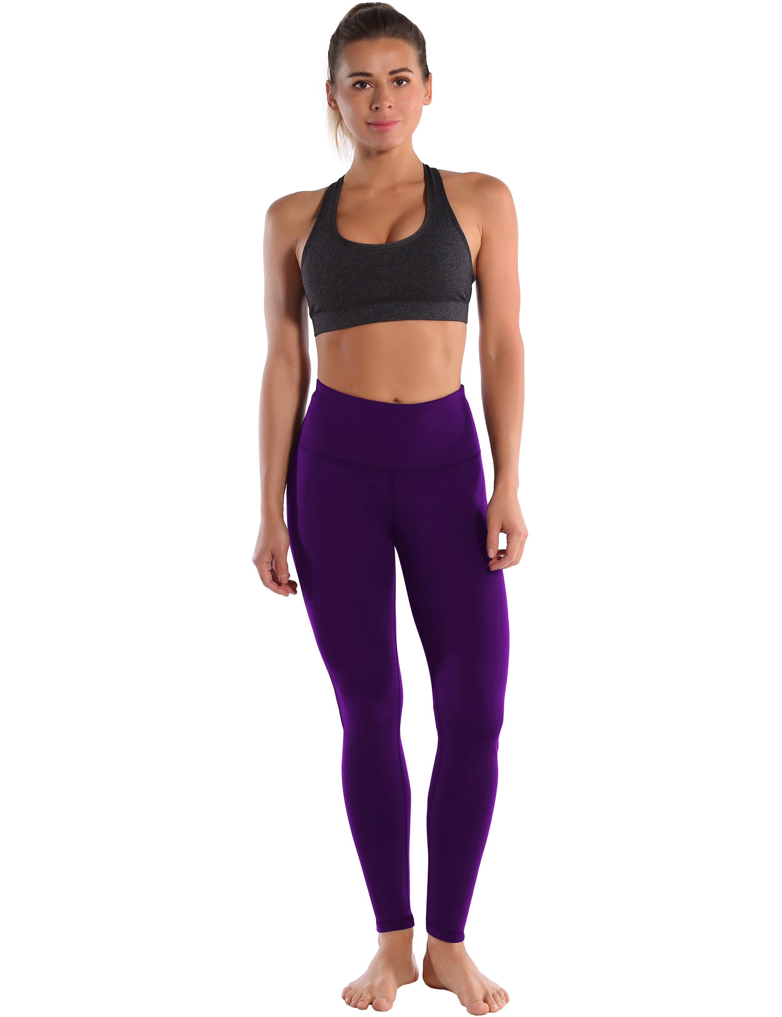 High Waist Side Line Gym Pants eggplantpurple Side Line is Make Your Legs Look Longer and Thinner 75%Nylon/25%Spandex Fabric doesn't attract lint easily 4-way stretch No see-through Moisture-wicking Tummy control Inner pocket Two lengths