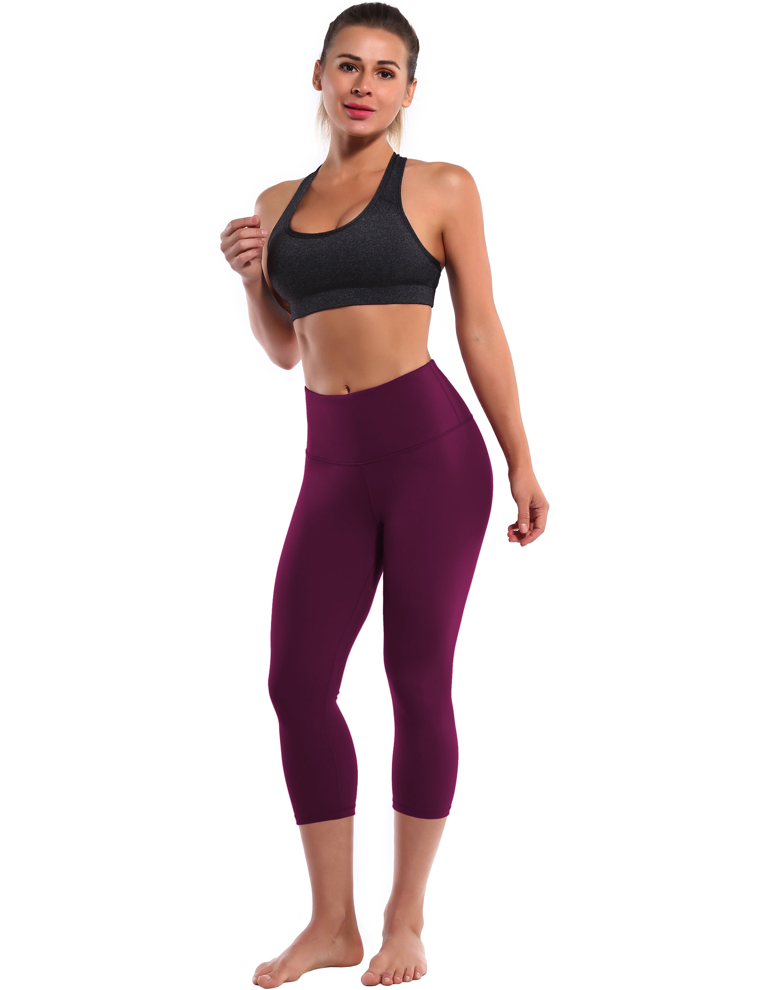 19" High Waist Crop Tight Capris grapevine 75%Nylon/25%Spandex Fabric doesn't attract lint easily 4-way stretch No see-through Moisture-wicking Tummy control Inner pocket