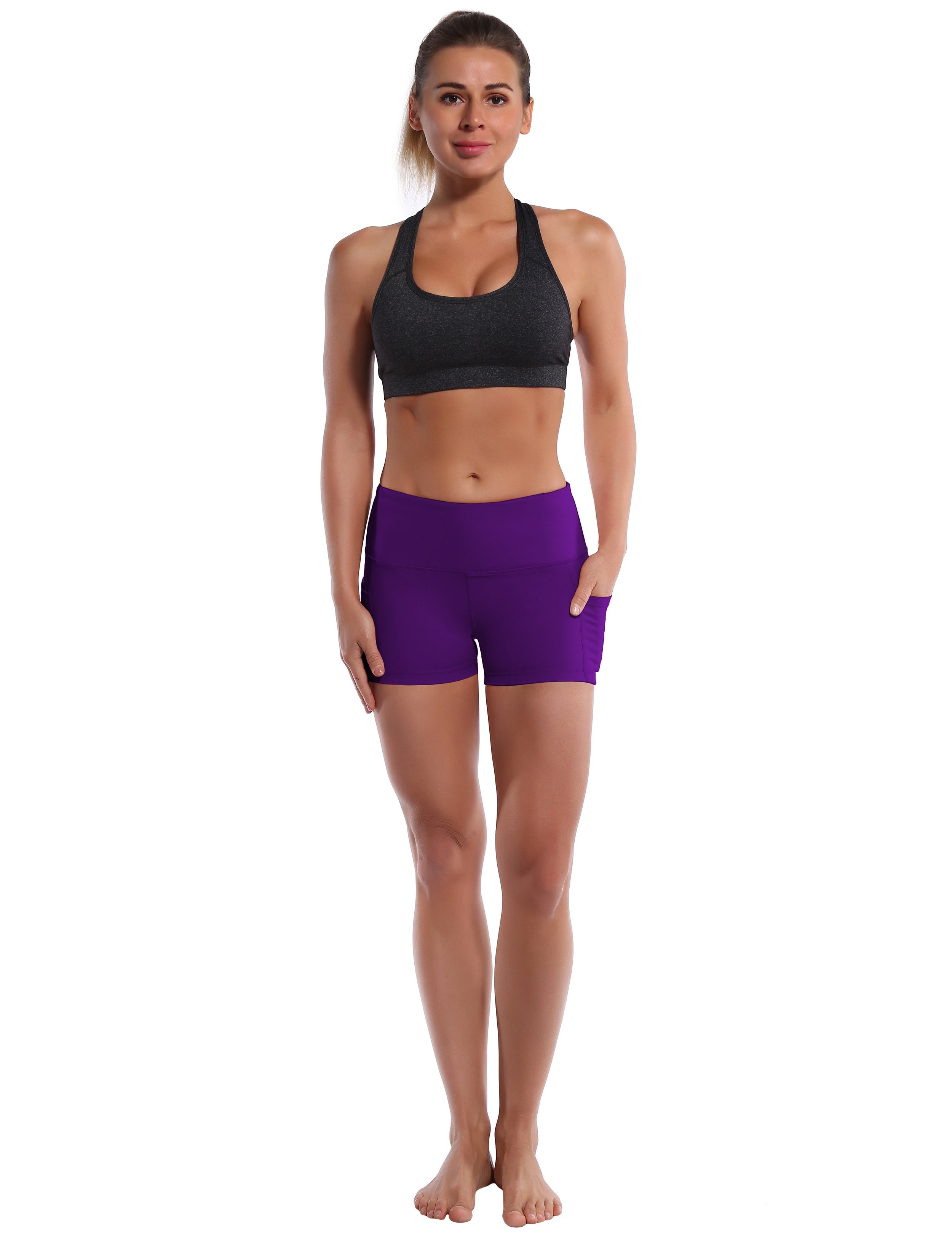 2.5" Side Pockets Biking Shorts eggplantpurple Sleek, soft, smooth and totally comfortable: our newest sexy style is here. Softest-ever fabric High elasticity High density 4-way stretch Fabric doesn't attract lint easily No see-through Moisture-wicking Machine wash 78% Polyester, 22% Spandex