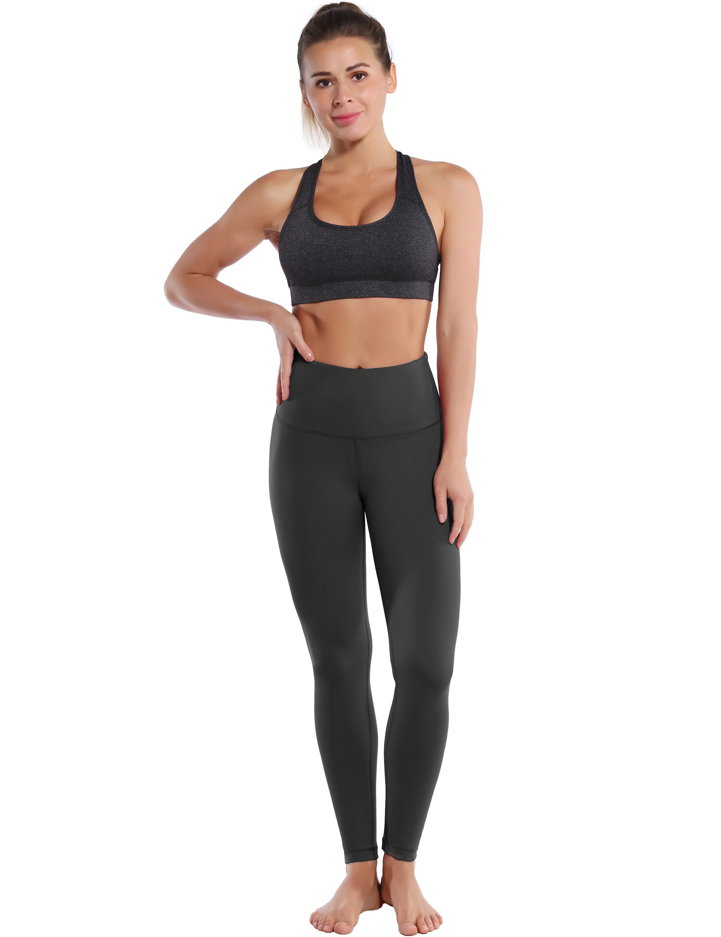 High Waist Gym Pants shadowcharcoal 75%Nylon/25%Spandex Fabric doesn't attract lint easily 4-way stretch No see-through Moisture-wicking Tummy control Inner pocket Four lengths
