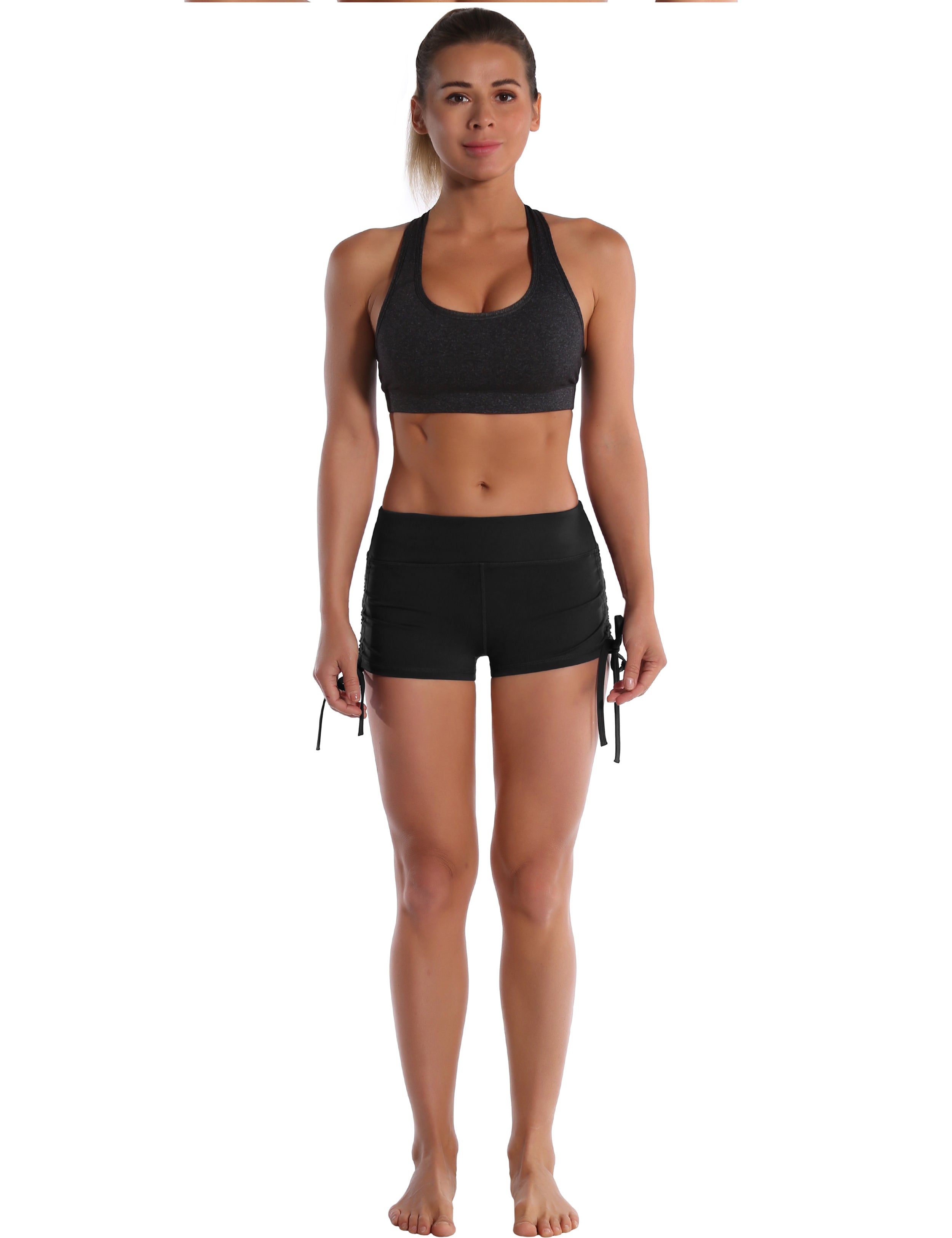 Side Drawstring Hot Shorts black_Pilates