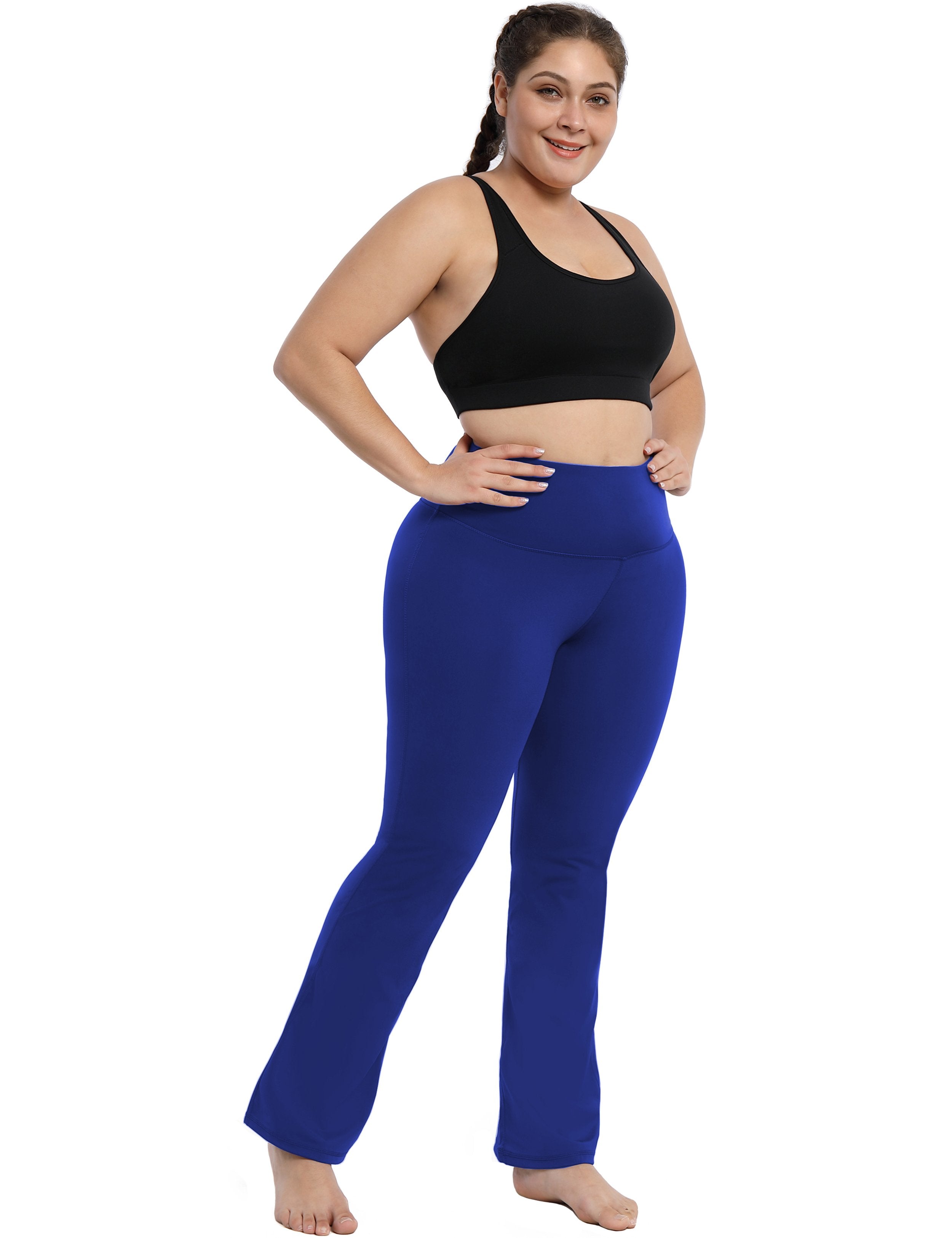 High Waist Bootcut Leggings Navy 75%Nylon/25%Spandex Fabric doesn't attract lint easily 4-way stretch No see-through Moisture-wicking Tummy control Inner pocket Five lengths
