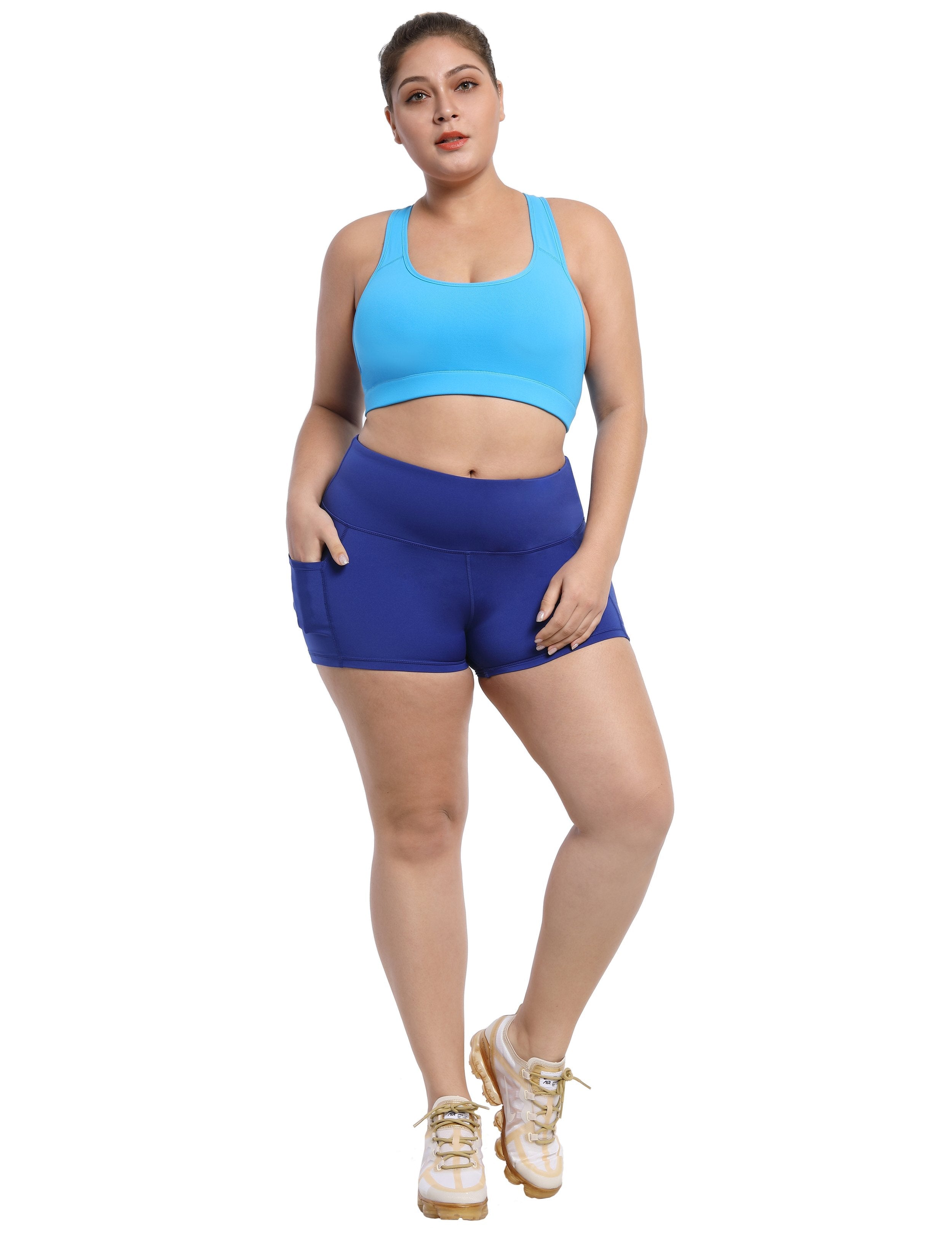 2.5" Side Pockets Pilates Shorts navy Sleek, soft, smooth and totally comfortable: our newest sexy style is here. Softest-ever fabric High elasticity High density 4-way stretch Fabric doesn't attract lint easily No see-through Moisture-wicking Machine wash 78% Polyester, 22% Spandex