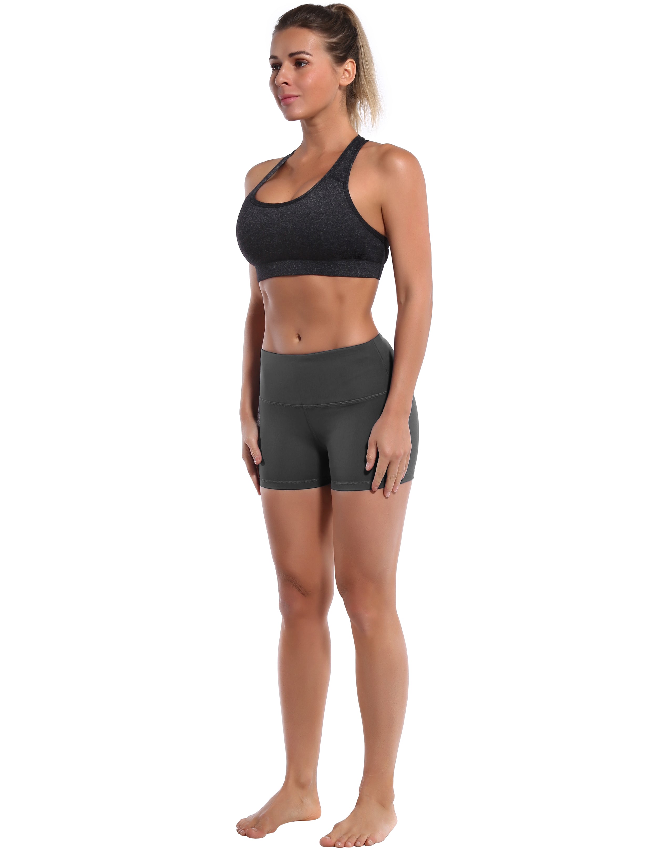 2.5" Pilates Shorts shadowcharcoal Softest-ever fabric High elasticity High density 4-way stretch Fabric doesn't attract lint easily No see-through Moisture-wicking Machine wash 75% Nylon, 25% Spandex