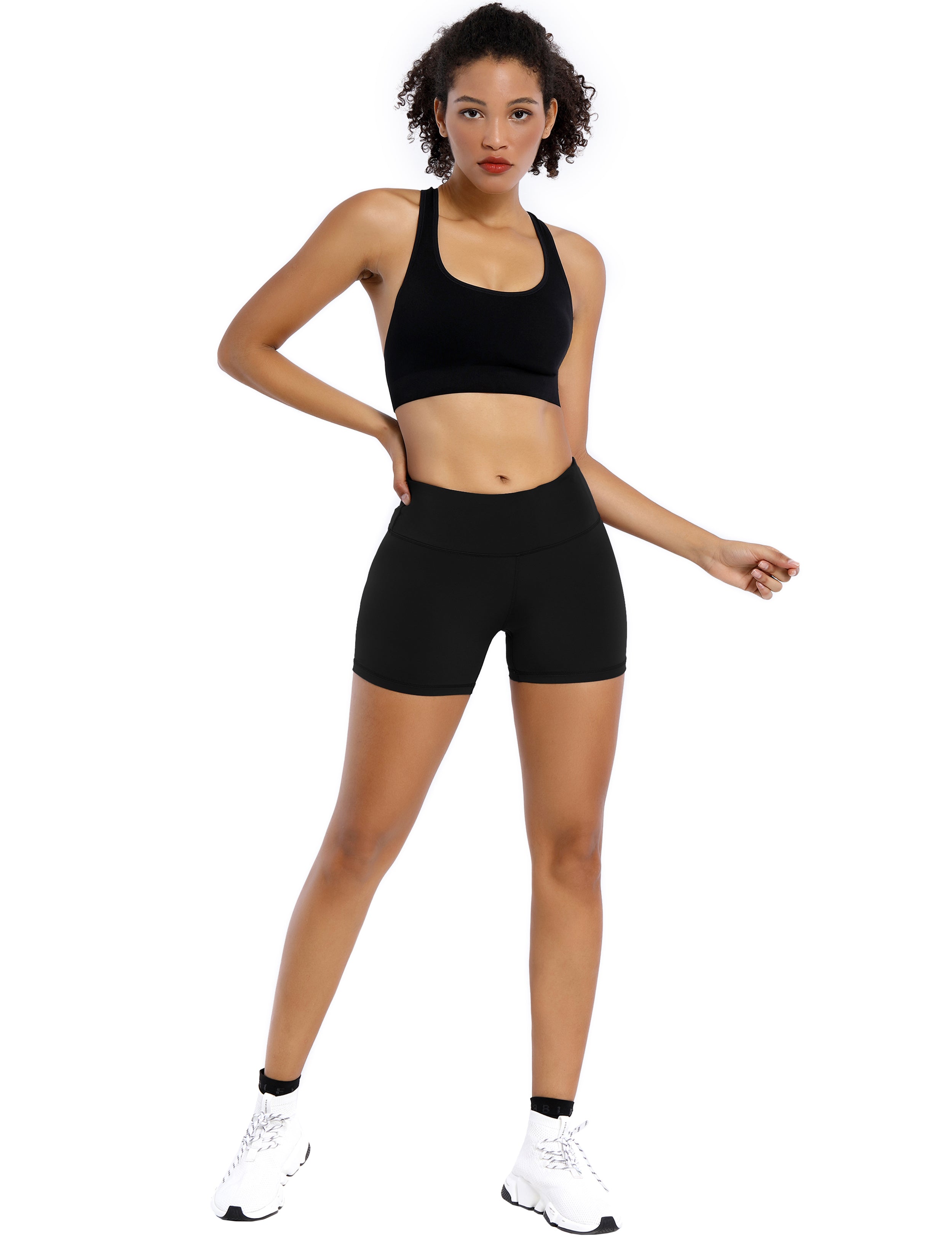 4" Biking Shorts black Sleek, soft, smooth and totally comfortable: our newest style is here. Softest-ever fabric High elasticity High density 4-way stretch Fabric doesn't attract lint easily No see-through Moisture-wicking Machine wash 75% Nylon, 25% Spandex