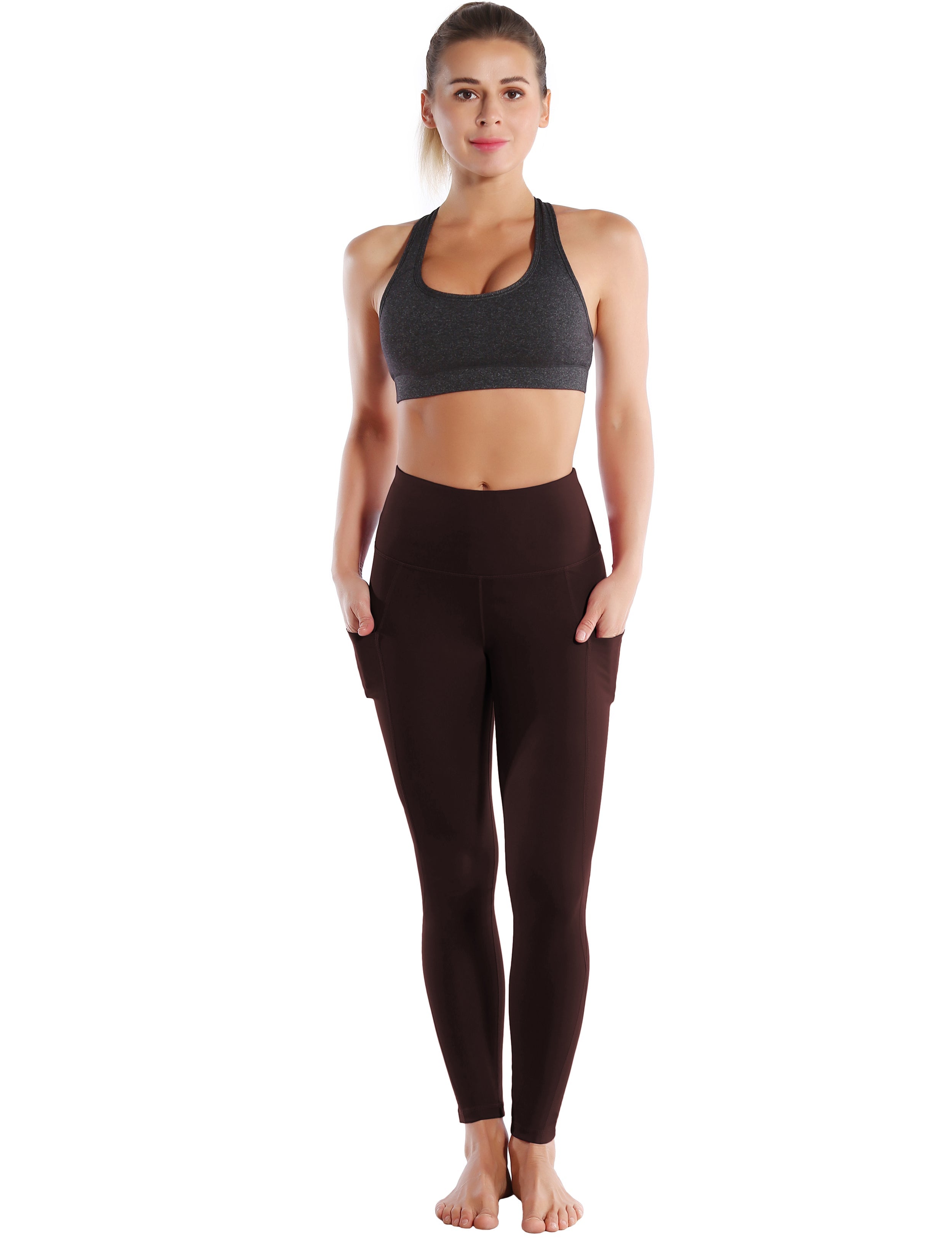 High Waist Side Pockets Jogging Pants mahoganymaroon 75% Nylon, 25% Spandex Fabric doesn't attract lint easily 4-way stretch No see-through Moisture-wicking Tummy control Inner pocket