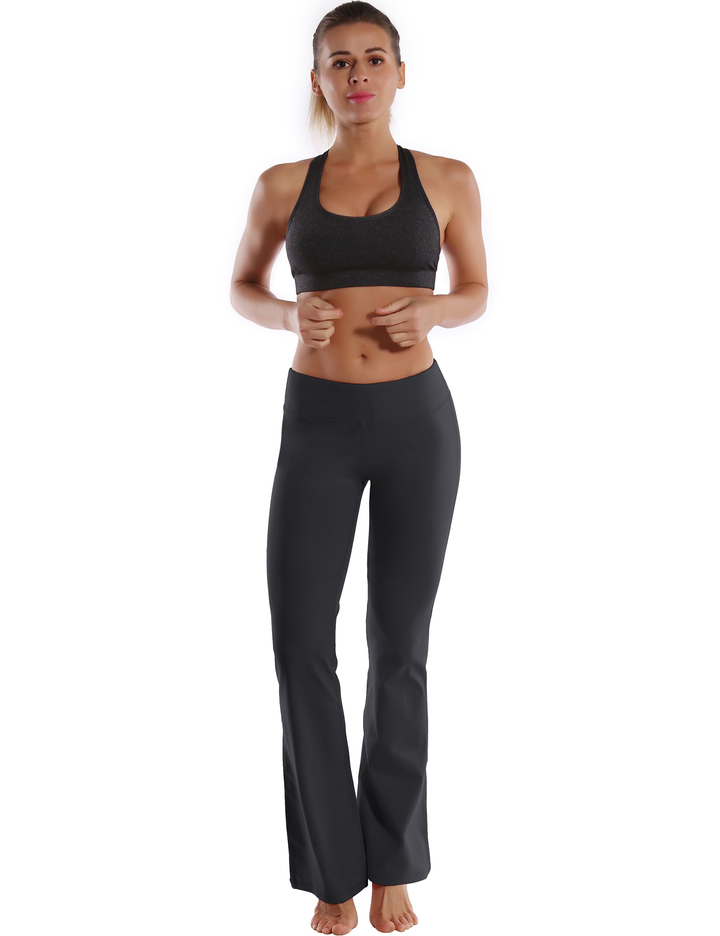 Back Pockets Bootcut Leggings shadowcharcoal 87%Nylon/13%Spandex Fabric doesn't attract lint easily 4-way stretch No see-through Moisture-wicking Inner pocket Four lengths