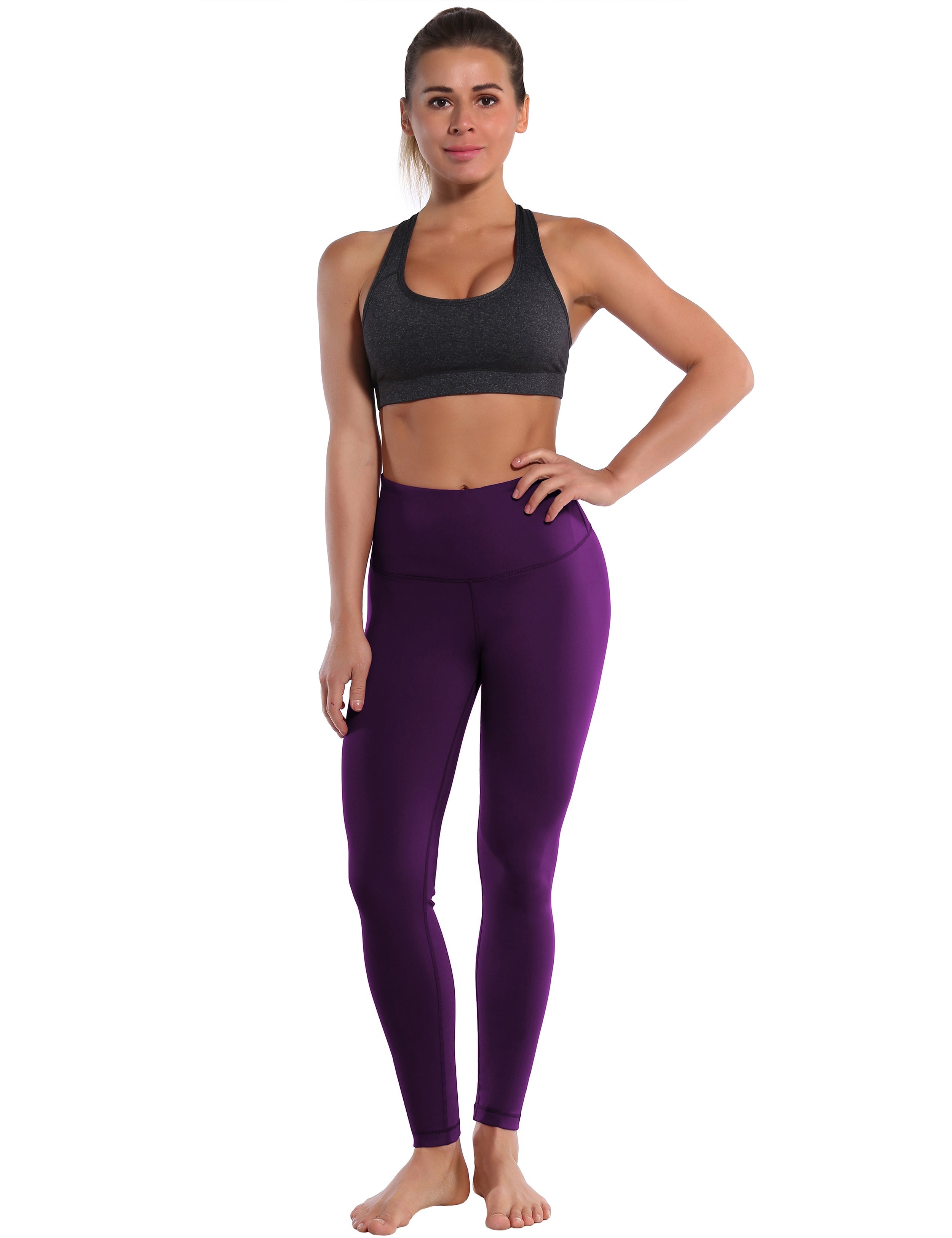 High Waist Gym Pants plum 75%Nylon/25%Spandex Fabric doesn't attract lint easily 4-way stretch No see-through Moisture-wicking Tummy control Inner pocket Four lengths