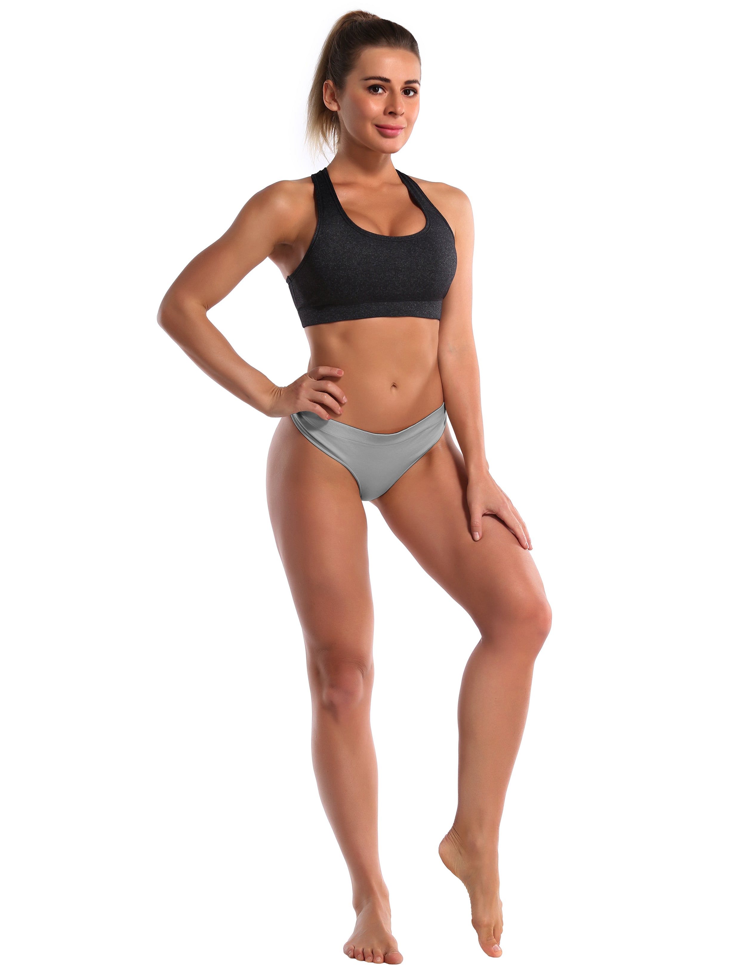 Seamless Low rise Sports Thongs gray Sleek, smooth and streamlined: designed in our extra-soft knit material, this seamless thong embraces everyday comfort. Here with an allover heathered effect. Weave threads one by one High elasticity Softest-ever fabric Unsealed Comfortable No back coverage Machine wash.