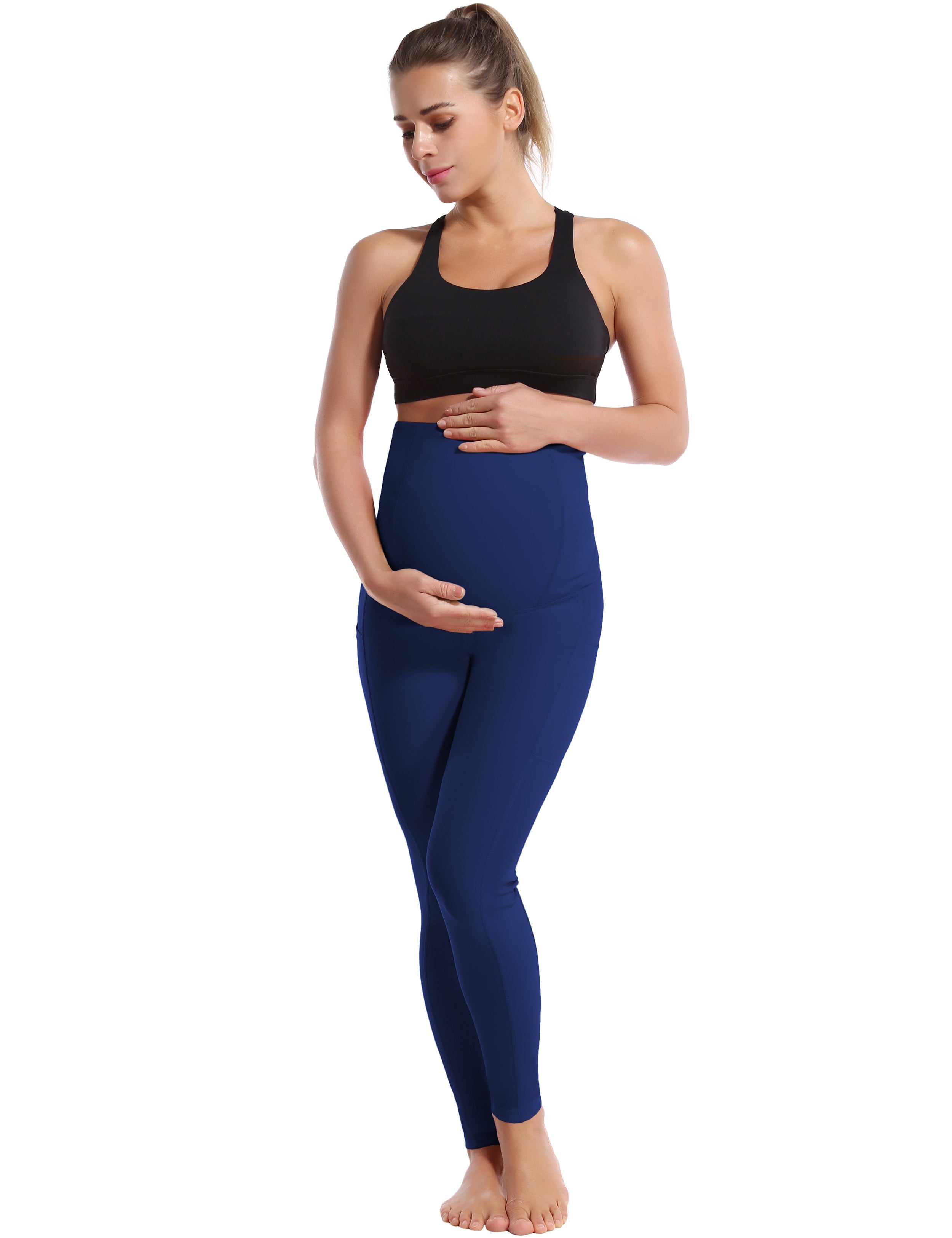 26" Side Pockets Maternity Golf Pants navy 87%Nylon/13%Spandex Softest-ever fabric High elasticity 4-way stretch Fabric doesn't attract lint easily No see-through Moisture-wicking Machine wash