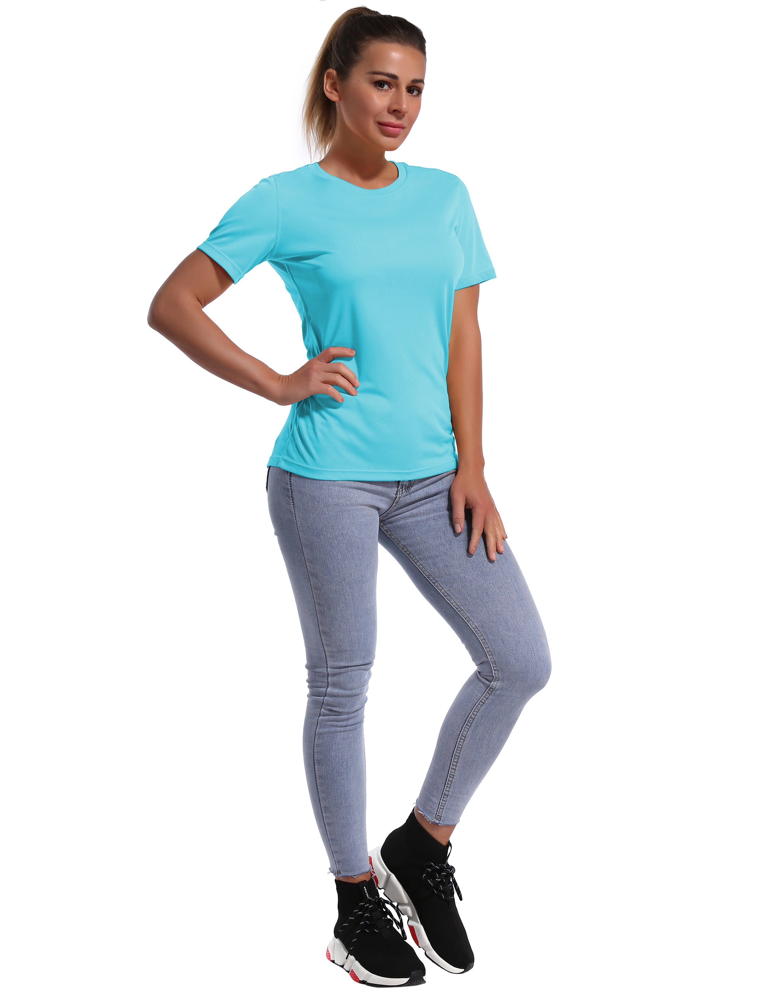Short Sleeve Athletic Shirts blue_Jogging