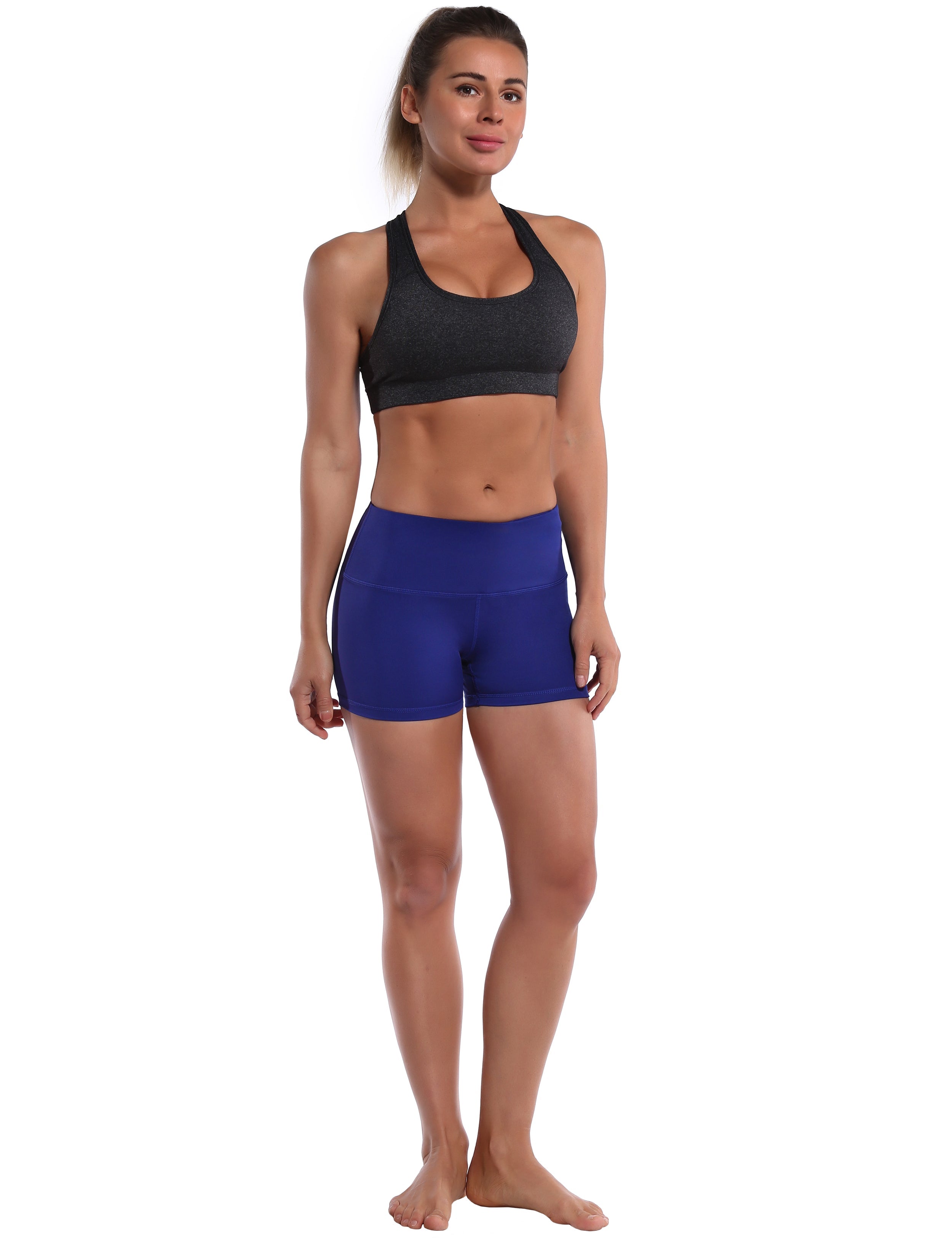 2.5" Pilates Shorts navy Softest-ever fabric High elasticity High density 4-way stretch Fabric doesn't attract lint easily No see-through Moisture-wicking Machine wash 75% Nylon, 25% Spandex