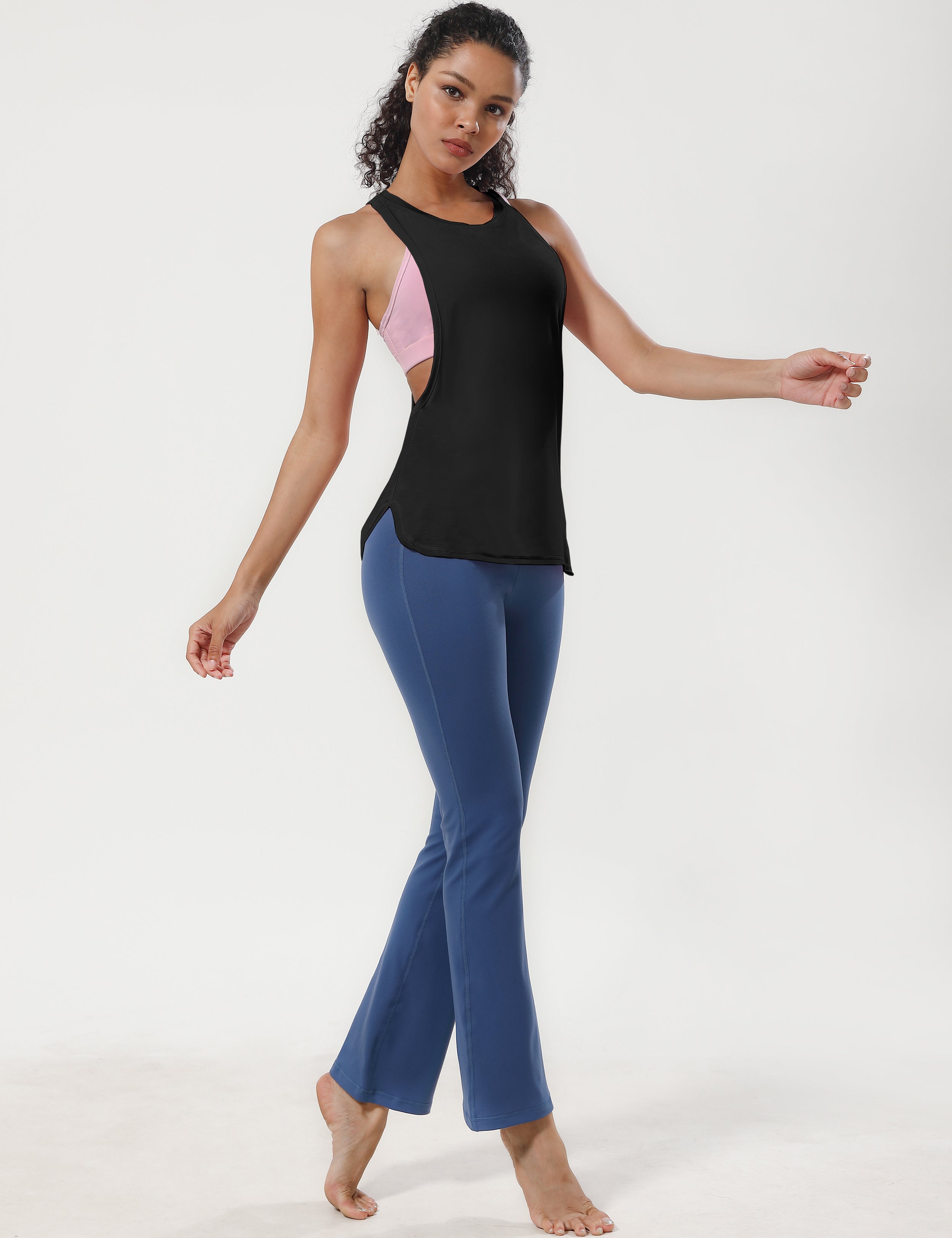 Low Cut Loose Fit Tank Top black Designed for On the Move Loose fit 93%Modal/7%Spandex Four-way stretch Naturally breathable Super-Soft, Modal Fabric