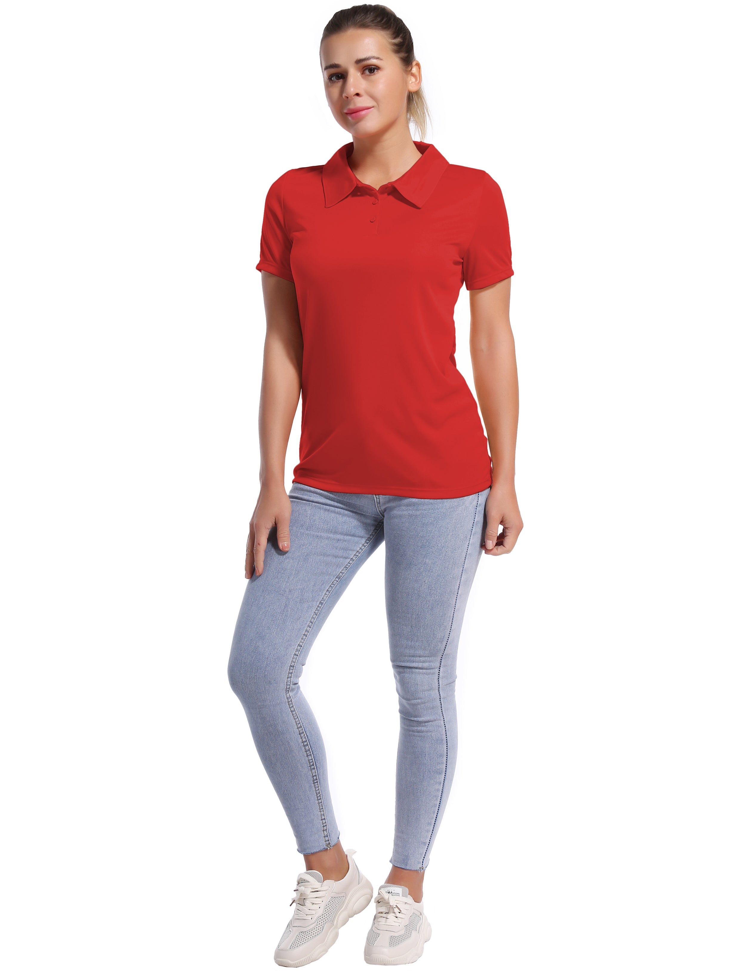 Short Sleeve Slim Fit Polo Shirt red_Pilates