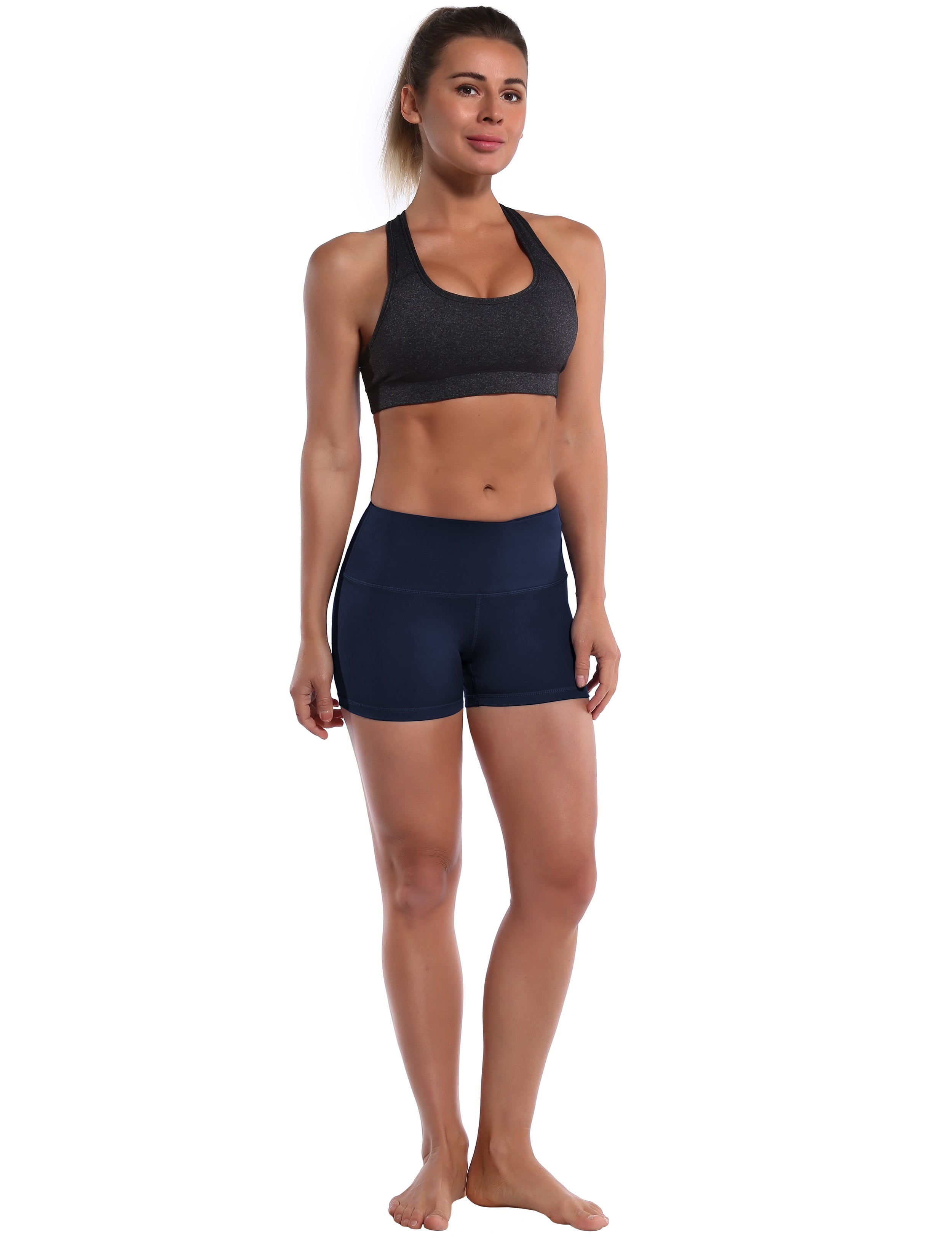 2.5" Jogging Shorts darknavy Softest-ever fabric High elasticity High density 4-way stretch Fabric doesn't attract lint easily No see-through Moisture-wicking Machine wash 75% Nylon, 25% Spandex
