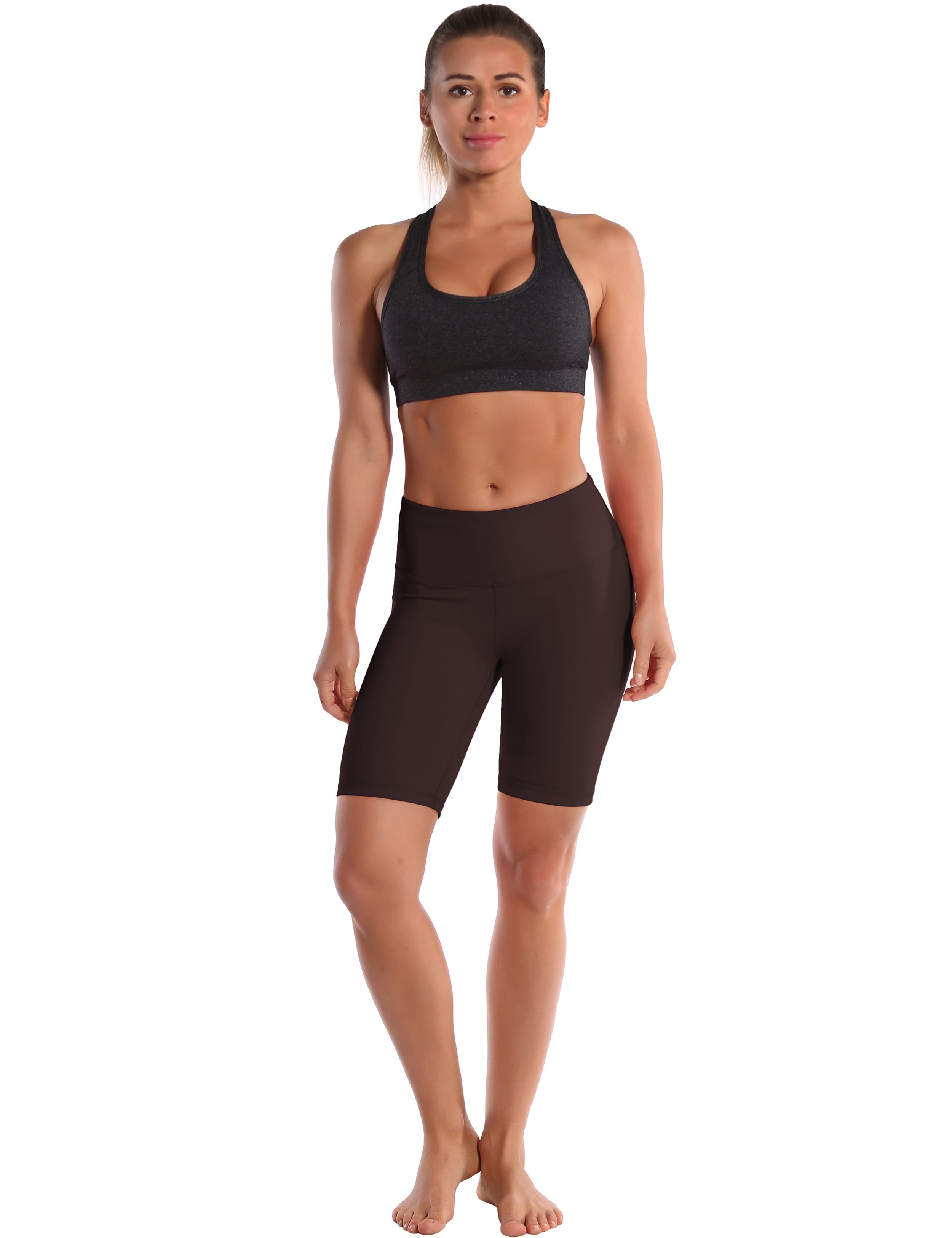 8" High Waist Yoga Shorts mahoganymaroon Sleek, soft, smooth and totally comfortable: our newest style is here. Softest-ever fabric High elasticity High density 4-way stretch Fabric doesn't attract lint easily No see-through Moisture-wicking Machine wash 75% Nylon, 25% Spandex