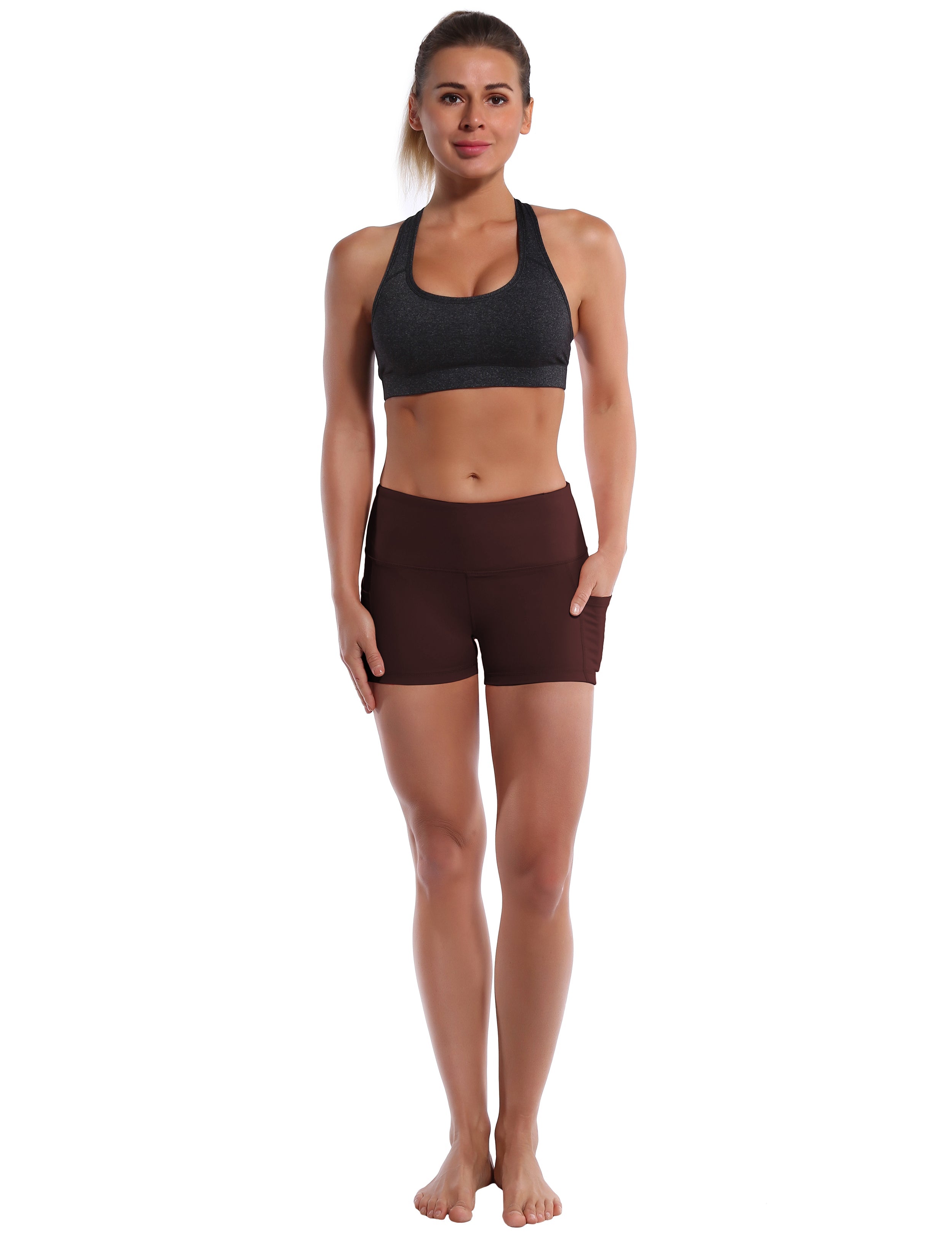 2.5" Side Pockets Biking Shorts mahoganymaroon Sleek, soft, smooth and totally comfortable: our newest sexy style is here. Softest-ever fabric High elasticity High density 4-way stretch Fabric doesn't attract lint easily No see-through Moisture-wicking Machine wash 78% Polyester, 22% Spandex