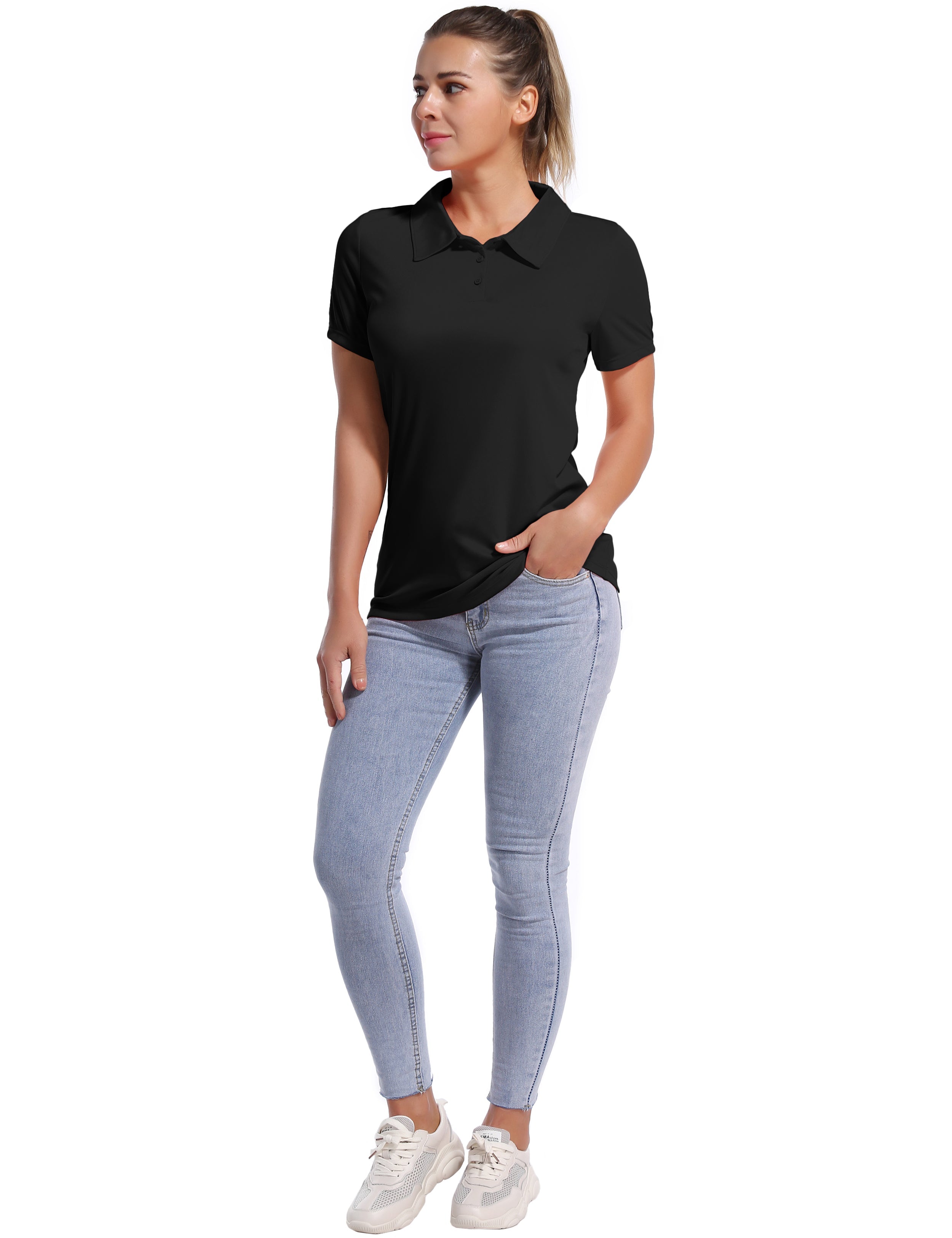 Short Sleeve Slim Fit Polo Shirt black_Golf
