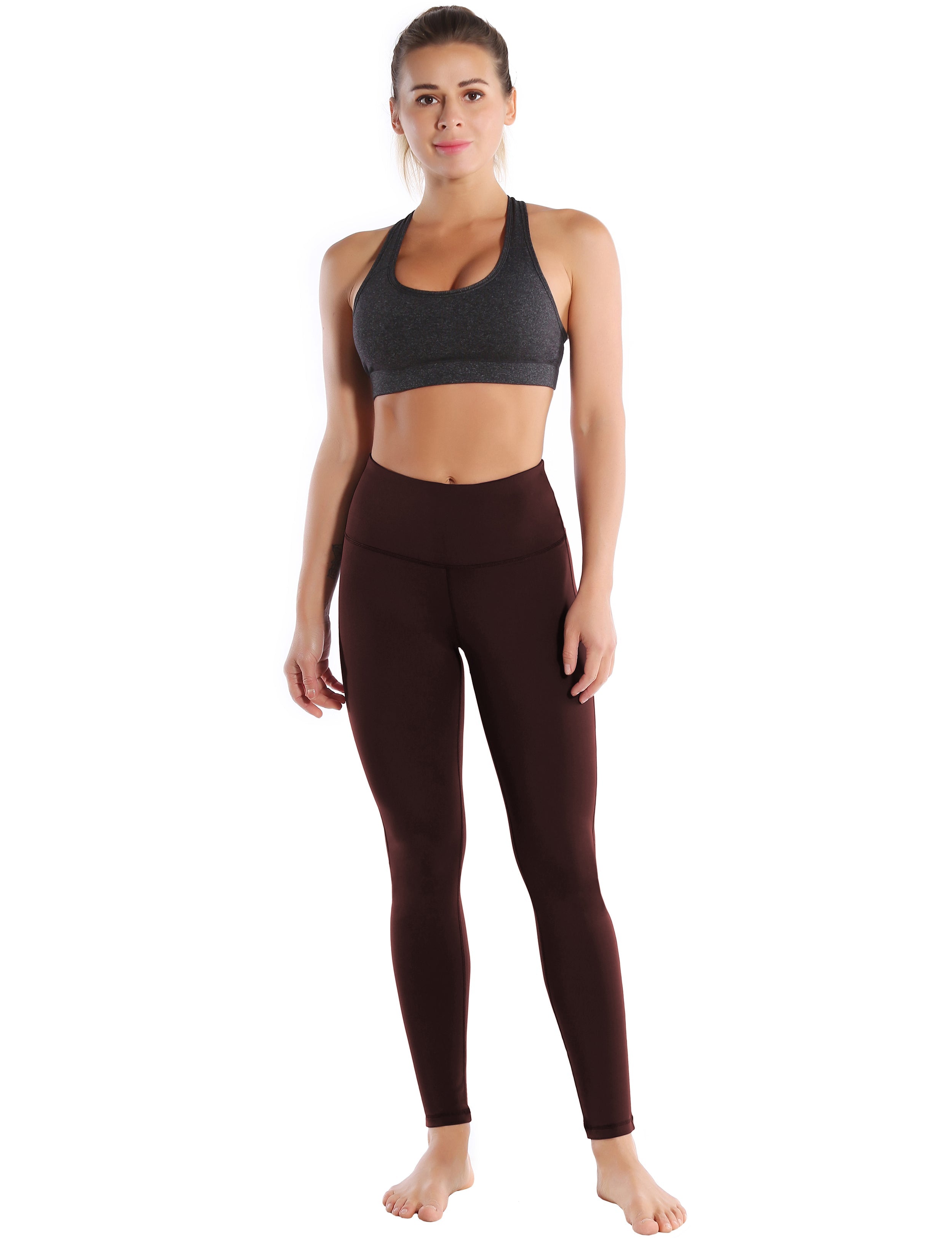 High Waist Side Line Gym Pants mahoganymaroon Side Line is Make Your Legs Look Longer and Thinner 75%Nylon/25%Spandex Fabric doesn't attract lint easily 4-way stretch No see-through Moisture-wicking Tummy control Inner pocket Two lengths