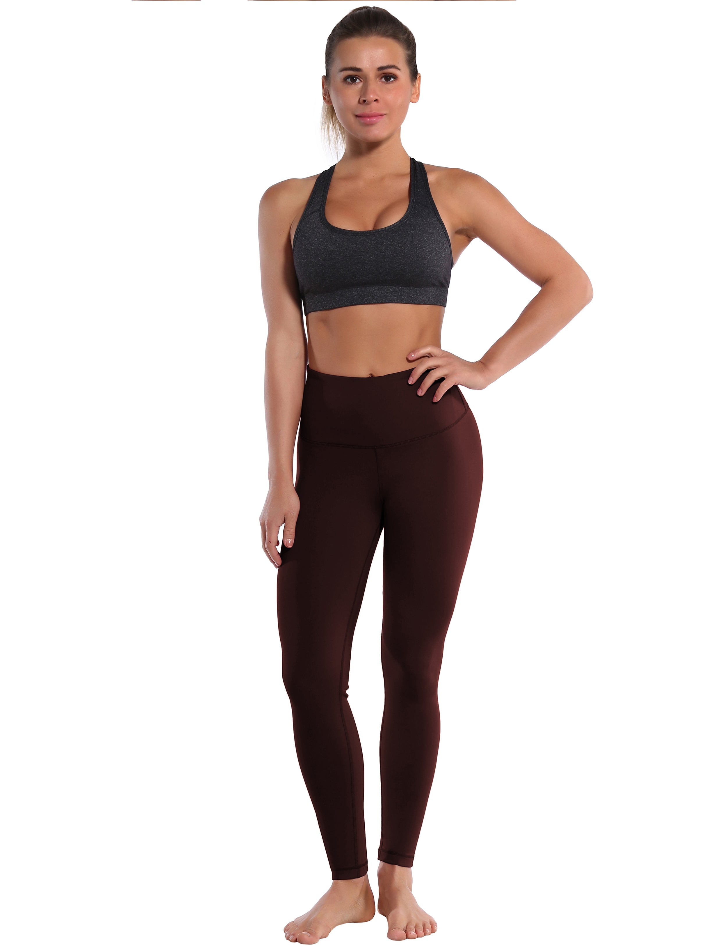 High Waist Gym Pants mahoganymaroon 75%Nylon/25%Spandex Fabric doesn't attract lint easily 4-way stretch No see-through Moisture-wicking Tummy control Inner pocket Four lengths