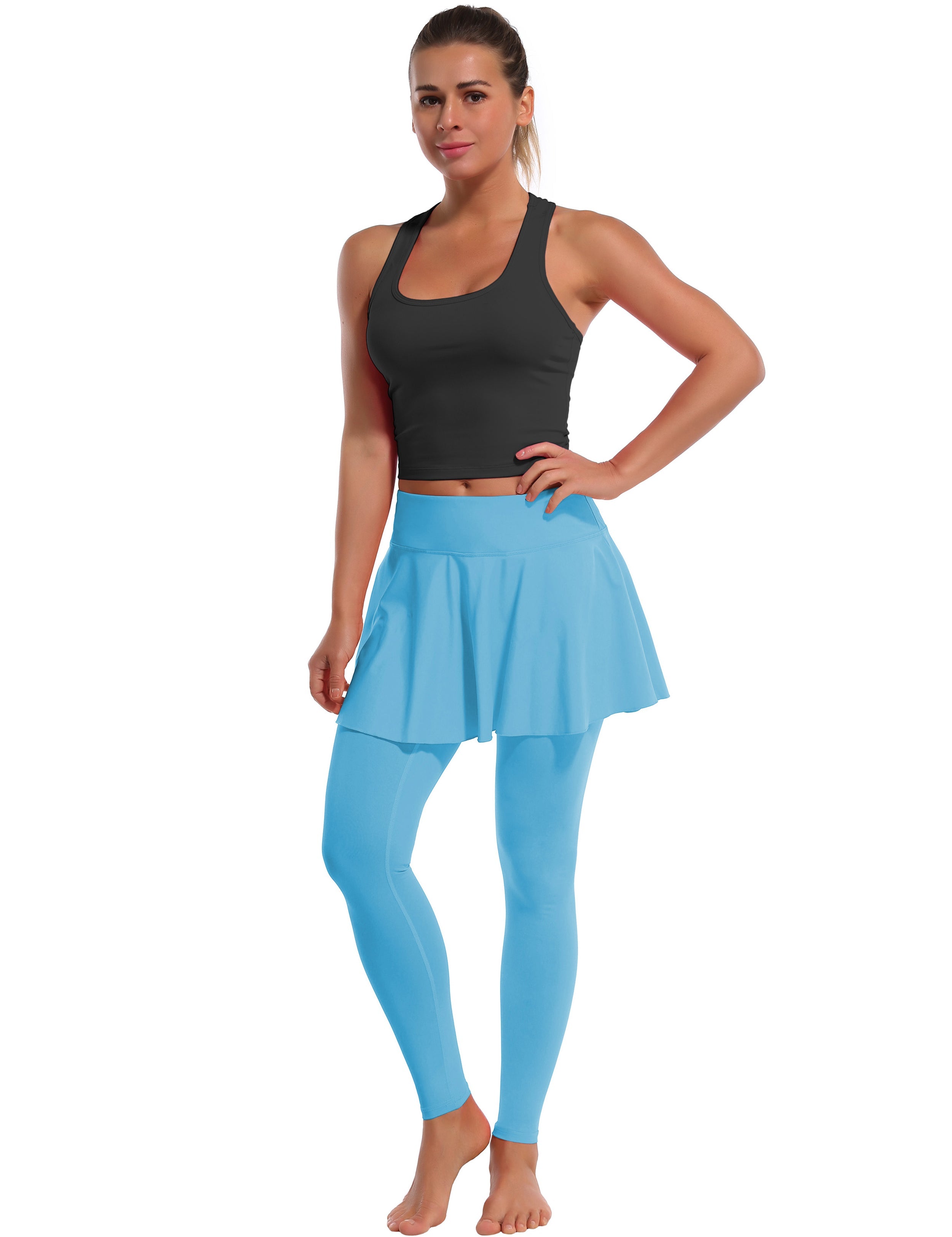 Athletic Tennis Golf Skort with Pocket Shorts blue 80%Nylon/20%Spandex UPF 50+ sun protection Elastic closure Lightweight, Wrinkle Moisture wicking Quick drying Secure & comfortable two layer Hidden pocket