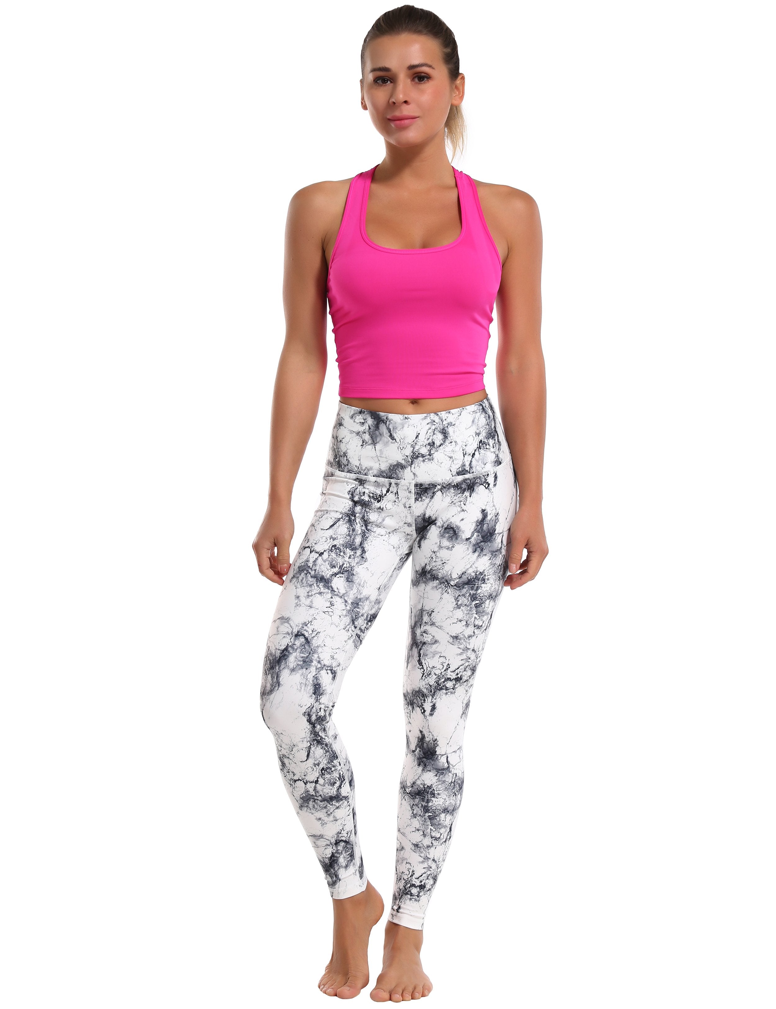 High Waist Gym Pants arabescato 82%Polyester/18%Spandex Fabric doesn't attract lint easily 4-way stretch No see-through Moisture-wicking Tummy control Inner pocket