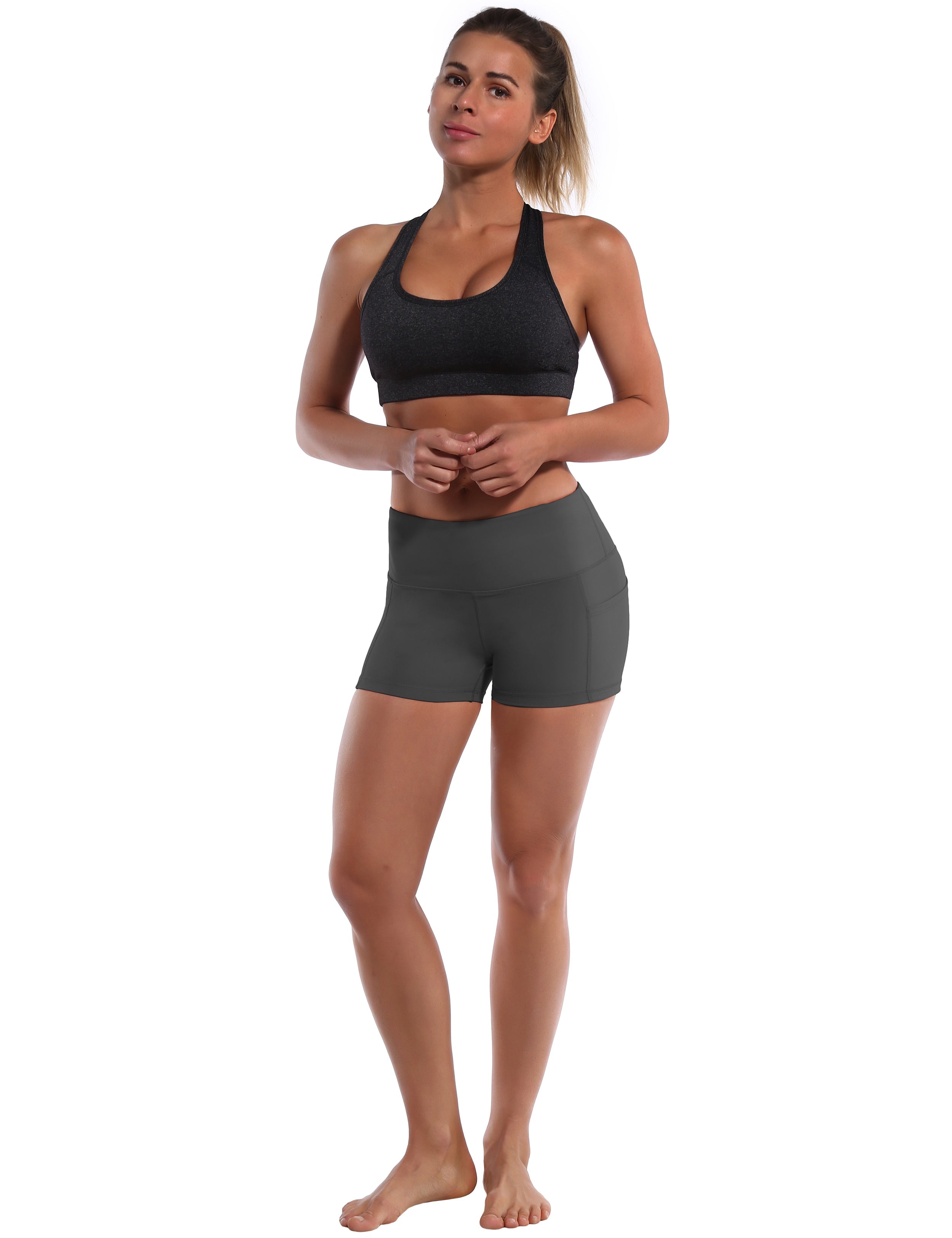 2.5" Side Pockets Running Shorts shadowcharcoal Sleek, soft, smooth and totally comfortable: our newest sexy style is here. Softest-ever fabric High elasticity High density 4-way stretch Fabric doesn't attract lint easily No see-through Moisture-wicking Machine wash 78% Polyester, 22% Spandex