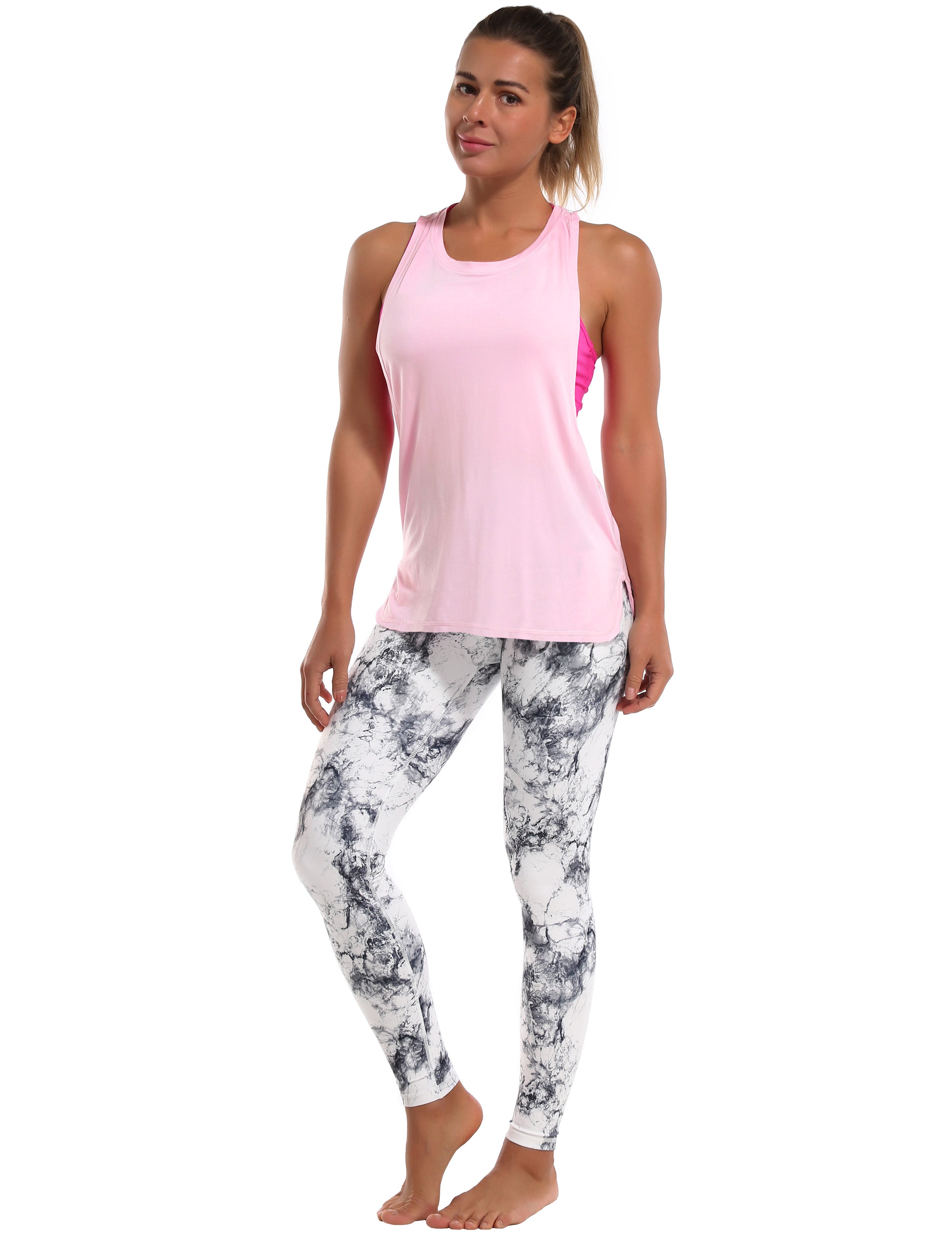 Low Cut Loose Fit Tank Top lightpink Designed for On the Move Loose fit 93%Modal/7%Spandex Four-way stretch Naturally breathable Super-Soft, Modal Fabric