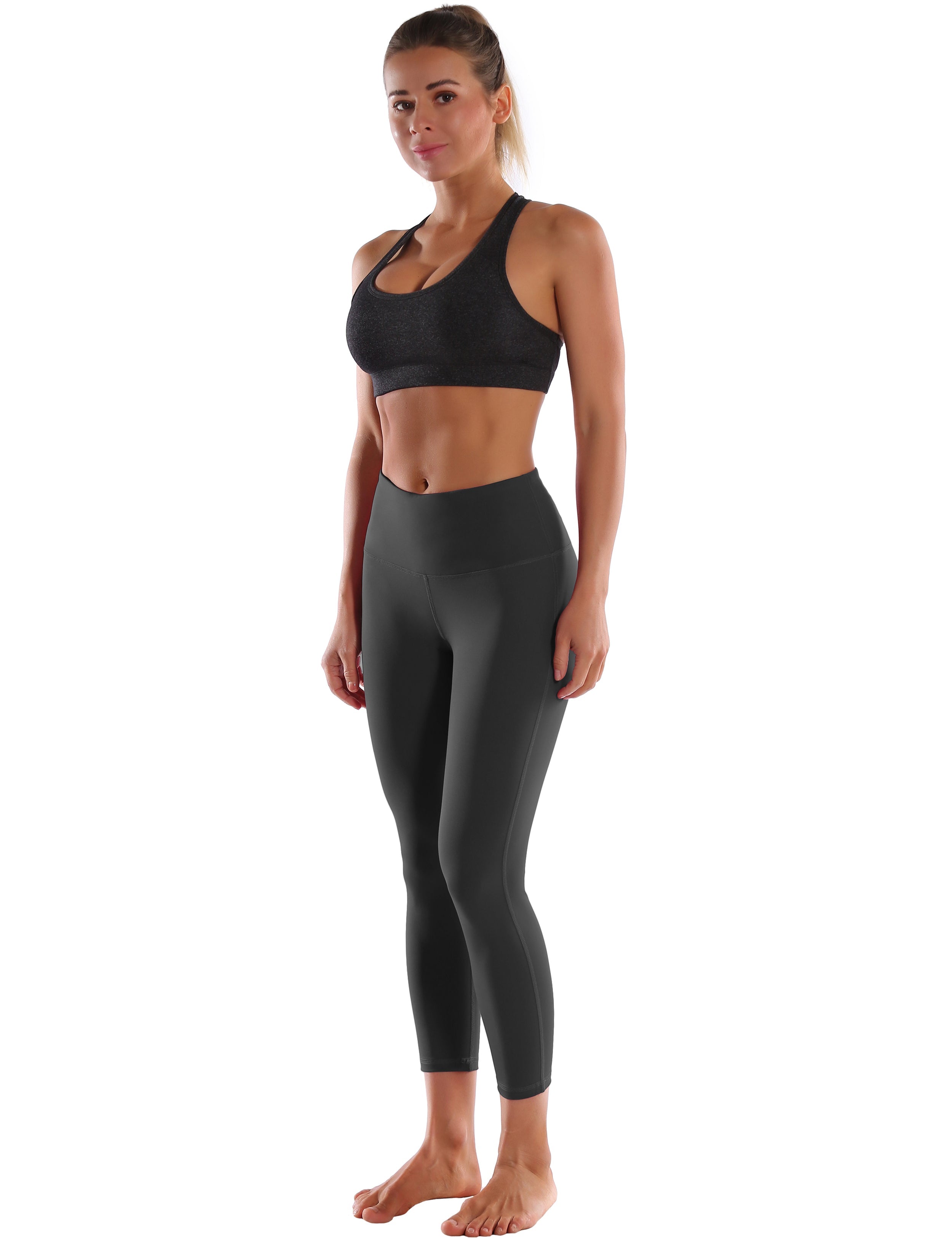 22" High Waist Side Line Capris shadowcharcoal 75%Nylon/25%Spandex Fabric doesn't attract lint easily 4-way stretch No see-through Moisture-wicking Tummy control Inner pocket