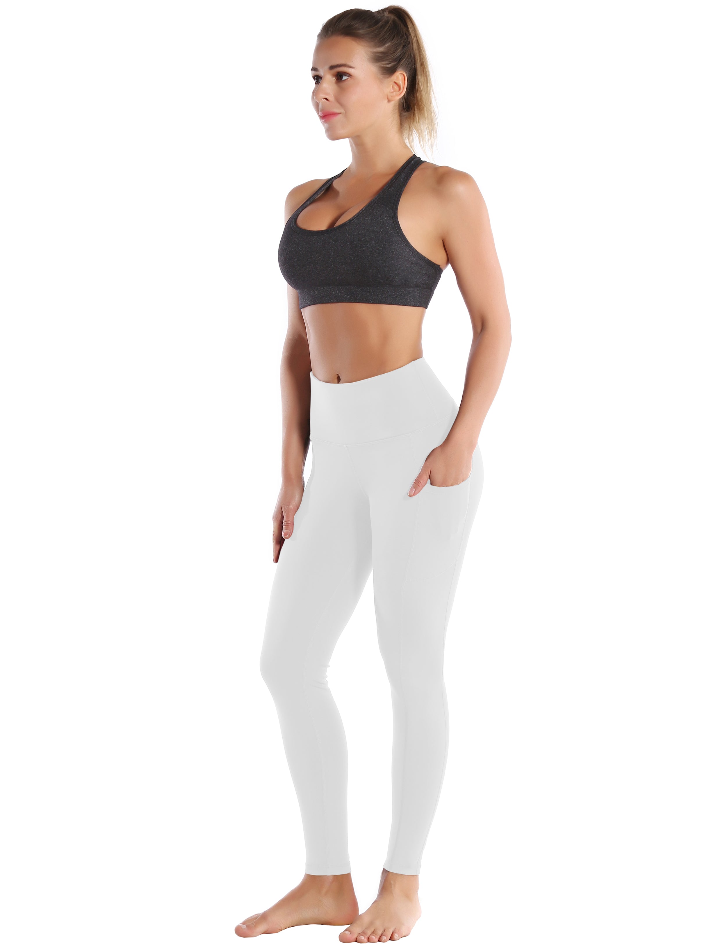 Hip Line Side Pockets Yoga Pants lightgray Sexy Hip Line Side Pockets 75%Nylon/25%Spandex Fabric doesn't attract lint easily 4-way stretch No see-through Moisture-wicking Tummy control Inner pocket Two lengths