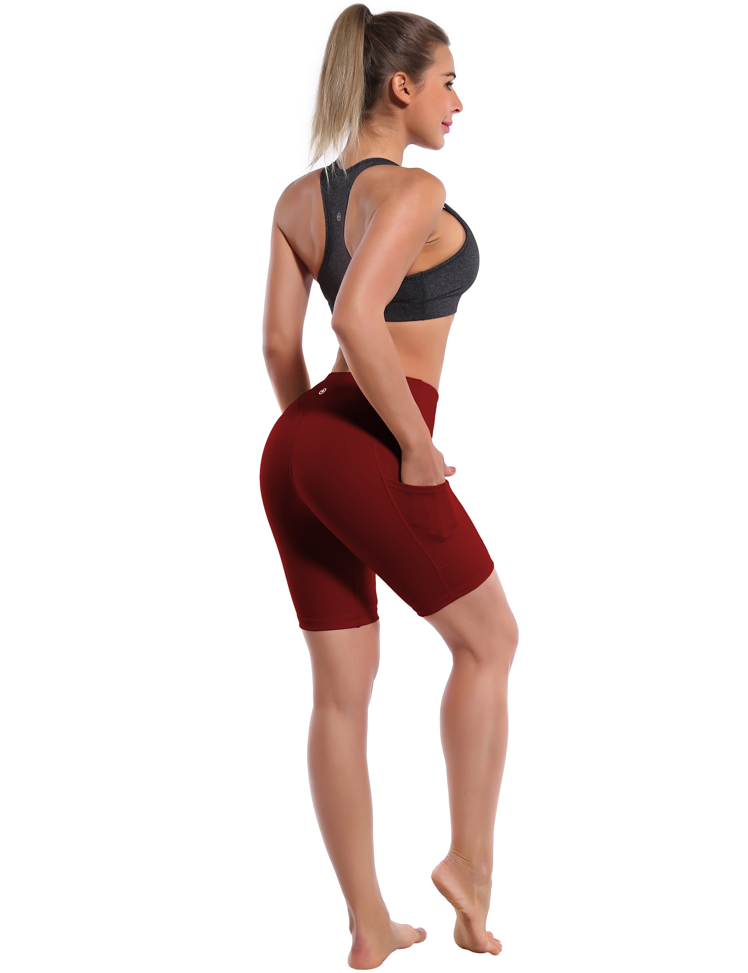 8" Side Pockets Pilates Shorts cherryred Sleek, soft, smooth and totally comfortable: our newest style is here. Softest-ever fabric High elasticity High density 4-way stretch Fabric doesn't attract lint easily No see-through Moisture-wicking Machine wash 75% Nylon, 25% Spandex