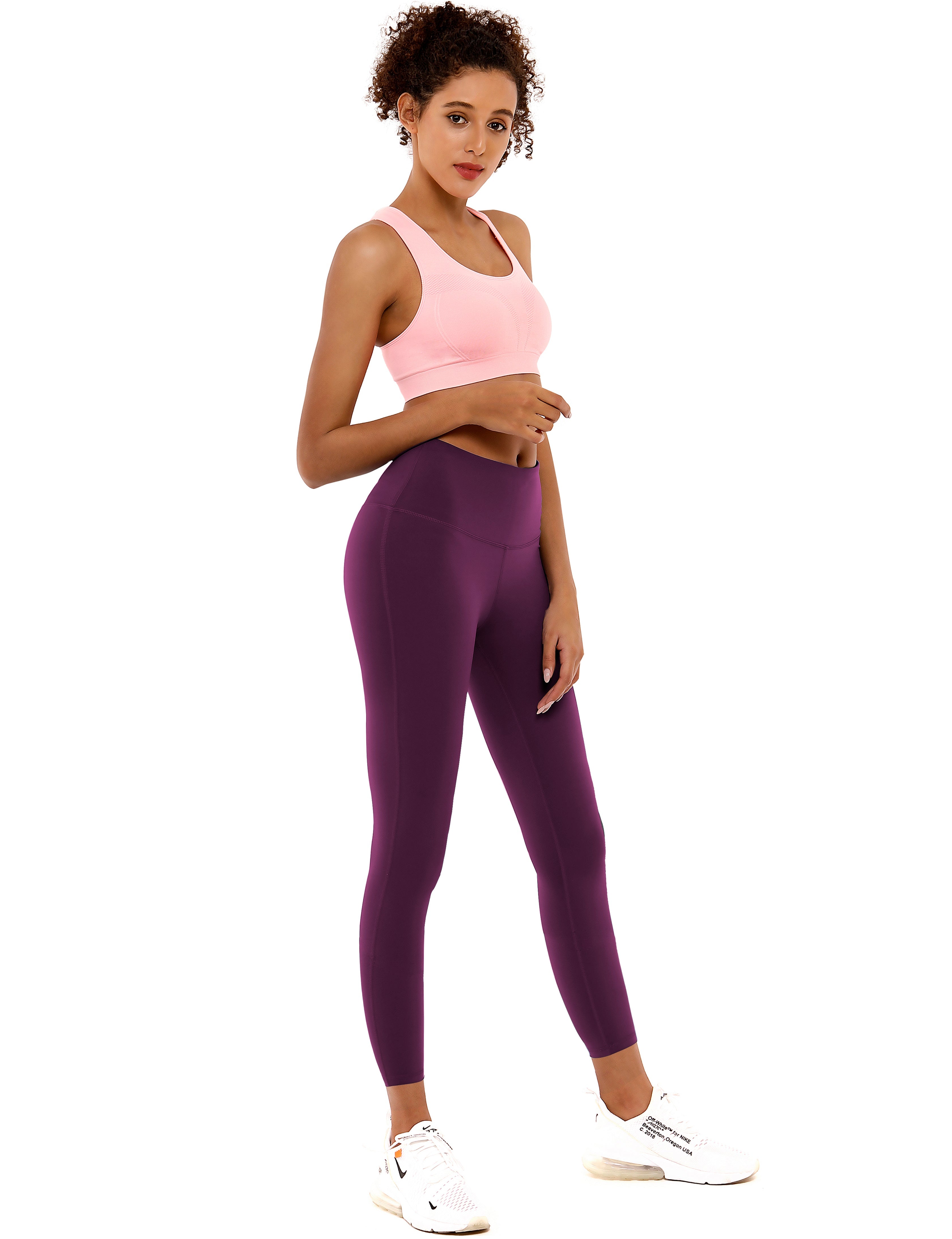 22" High Waist Side Line Capris grapevine 75%Nylon/25%Spandex Fabric doesn't attract lint easily 4-way stretch No see-through Moisture-wicking Tummy control Inner pocket