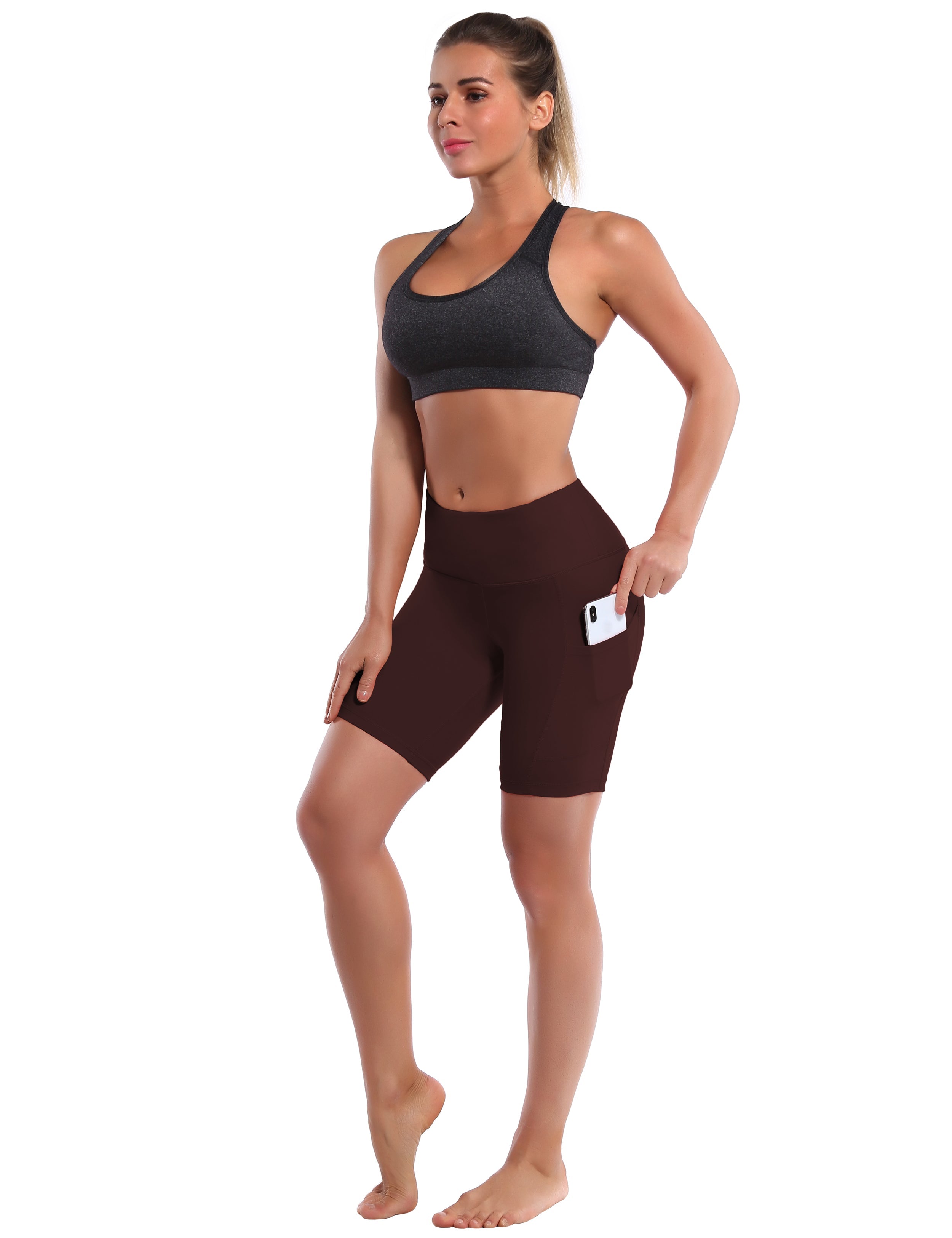 8" Side Pockets Biking Shorts mahoganymaroon Sleek, soft, smooth and totally comfortable: our newest style is here. Softest-ever fabric High elasticity High density 4-way stretch Fabric doesn't attract lint easily No see-through Moisture-wicking Machine wash 75% Nylon, 25% Spandex