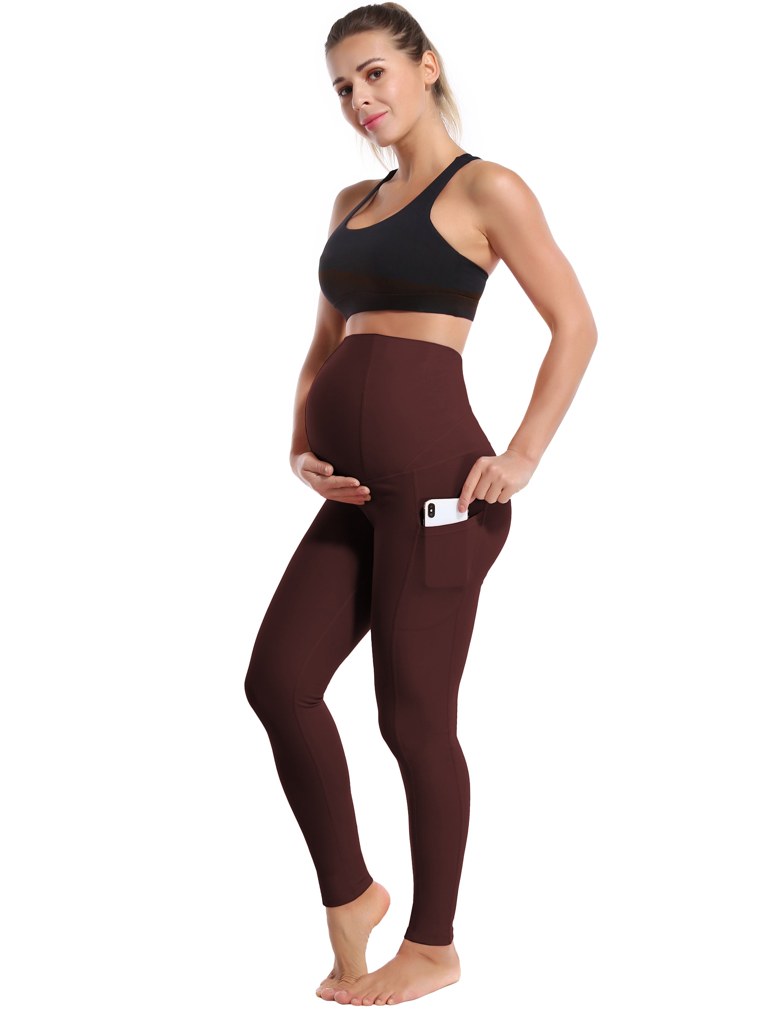 26" Side Pockets Maternity Tall Size Pants mahoganymaroon 87%Nylon/13%Spandex Softest-ever fabric High elasticity 4-way stretch Fabric doesn't attract lint easily No see-through Moisture-wicking Machine wash