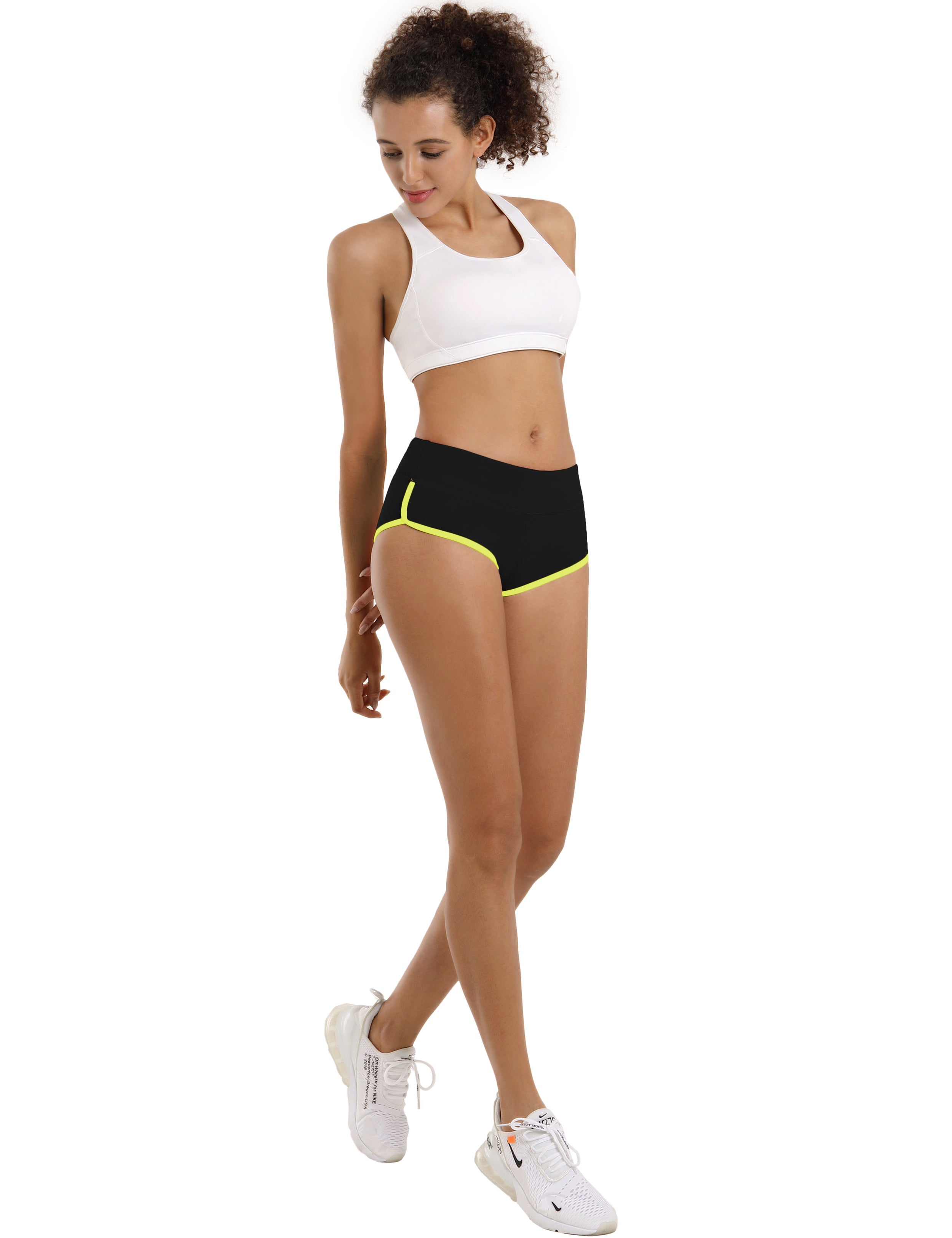 Sexy Booty Yoga Shorts black_fluorescentyellow Sleek, soft, smooth and totally comfortable: our newest sexy style is here. Softest-ever fabric High elasticity High density 4-way stretch Fabric doesn't attract lint easily No see-through Moisture-wicking Machine wash 75%Nylon/25%Spandex