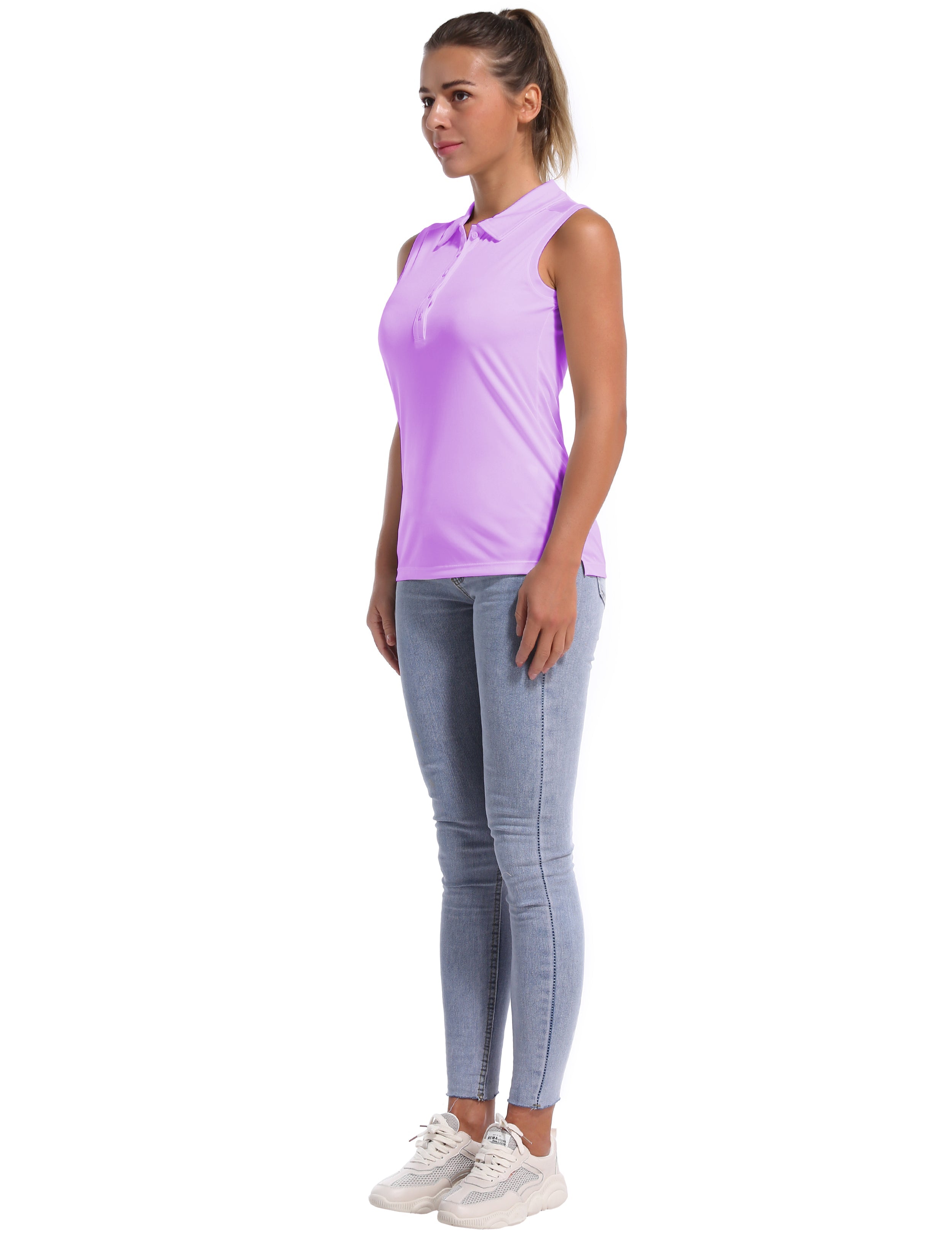 Sleeveless Slim Fit Polo Shirt purple_yoga