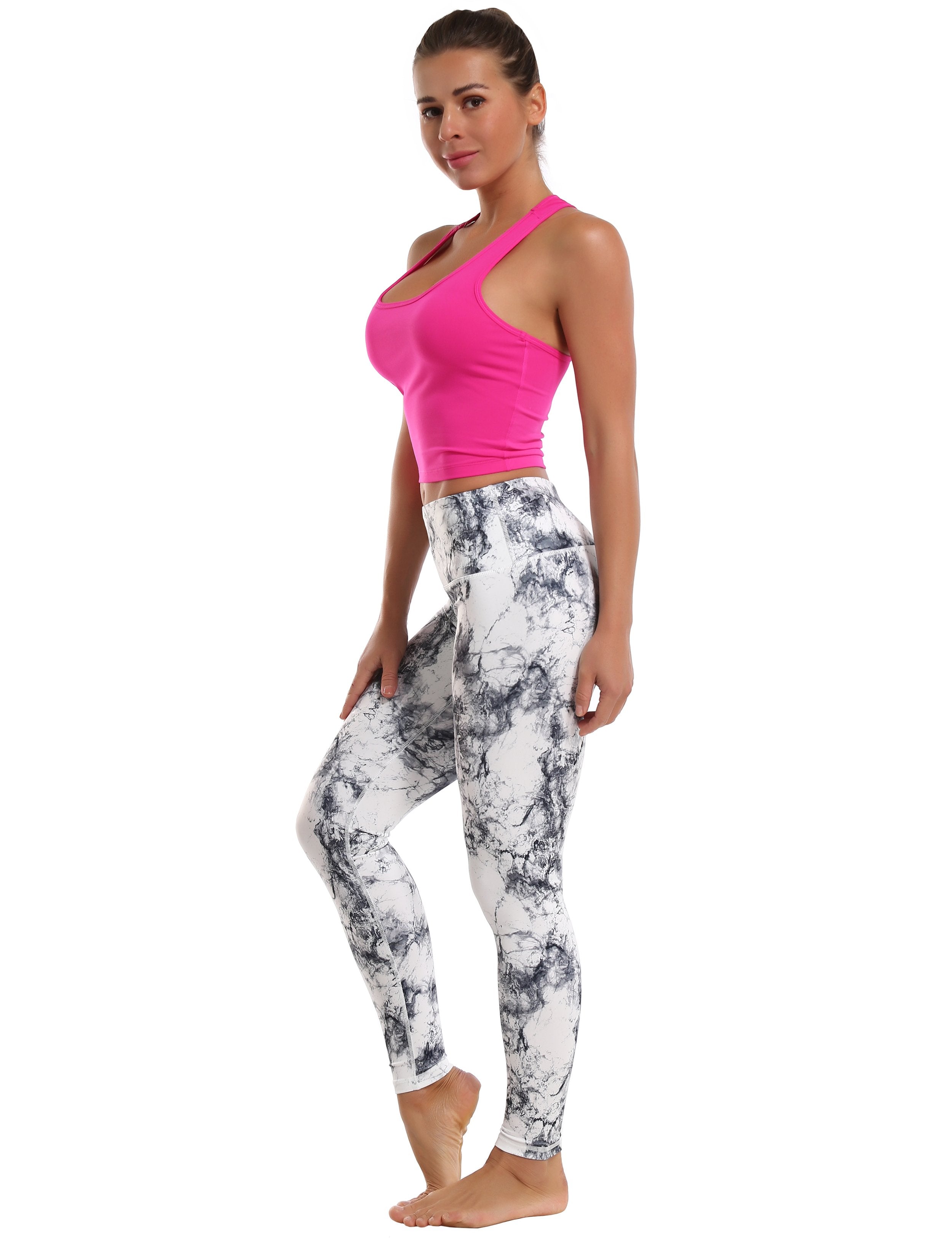 High Waist Gym Pants arabescato 82%Polyester/18%Spandex Fabric doesn't attract lint easily 4-way stretch No see-through Moisture-wicking Tummy control Inner pocket
