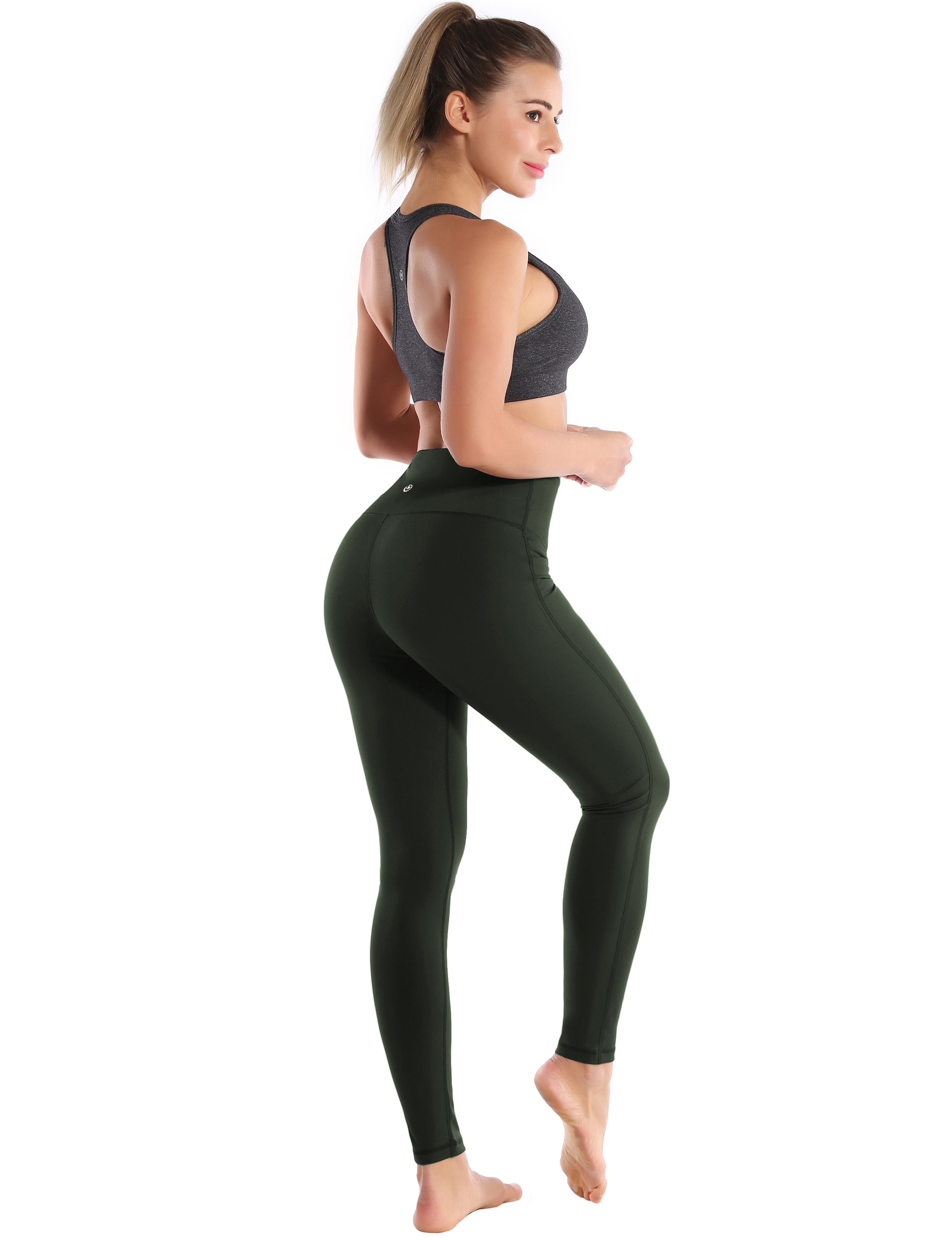 High Waist Side Line Gym Pants olivegray Side Line is Make Your Legs Look Longer and Thinner 75%Nylon/25%Spandex Fabric doesn't attract lint easily 4-way stretch No see-through Moisture-wicking Tummy control Inner pocket Two lengths