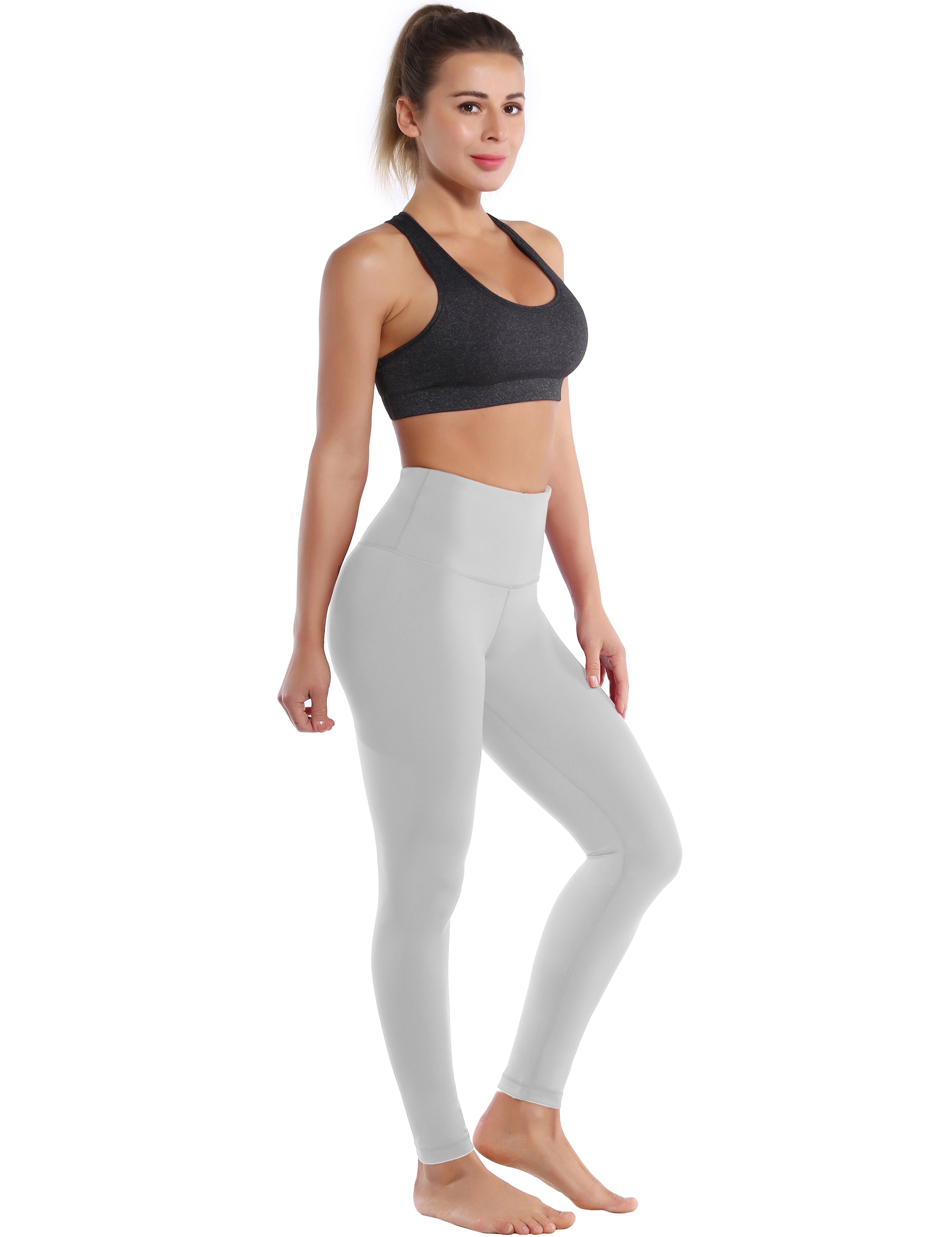 High Waist Yoga Pants lightgray 75%Nylon/25%Spandex Fabric doesn't attract lint easily 4-way stretch No see-through Moisture-wicking Tummy control Inner pocket Four lengths
