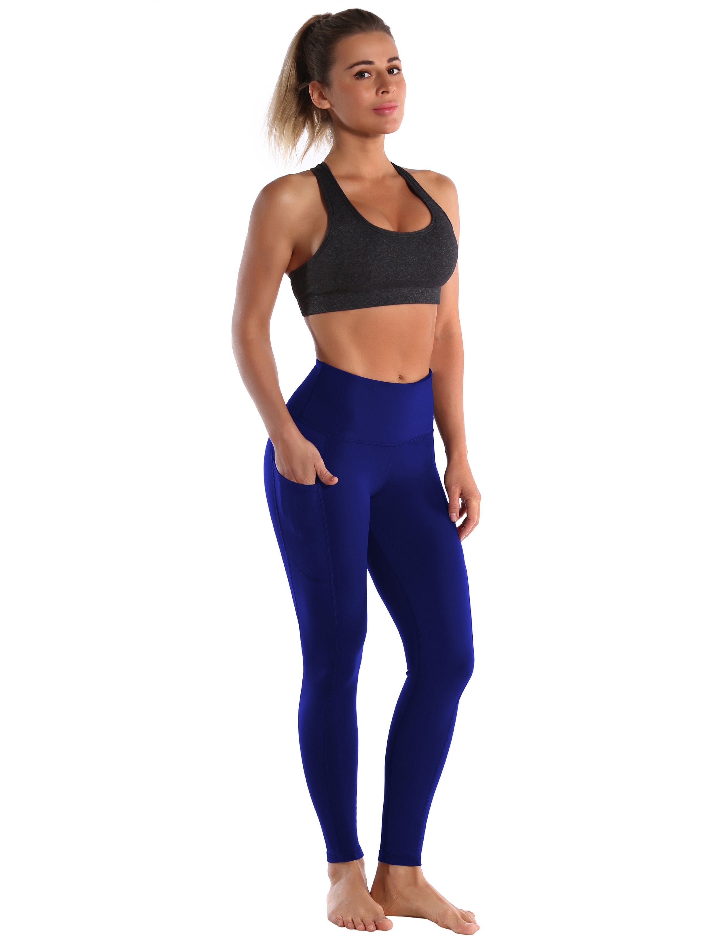 Hip Line Side Pockets Jogging Pants navy Sexy Hip Line Side Pockets 75%Nylon/25%Spandex Fabric doesn't attract lint easily 4-way stretch No see-through Moisture-wicking Tummy control Inner pocket Two lengths