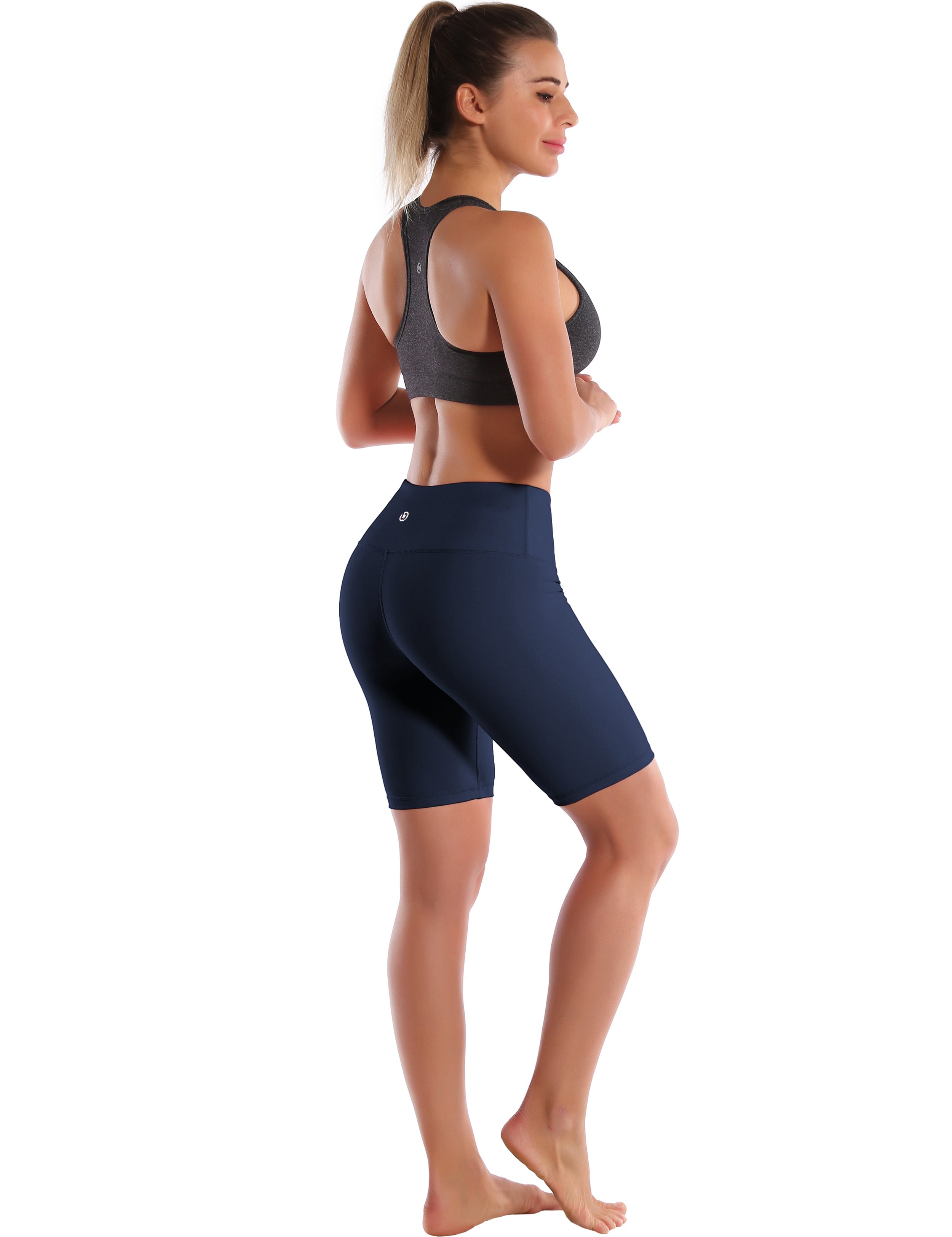 8" High Waist Tall Size Shorts darknavy Sleek, soft, smooth and totally comfortable: our newest style is here. Softest-ever fabric High elasticity High density 4-way stretch Fabric doesn't attract lint easily No see-through Moisture-wicking Machine wash 75% Nylon, 25% Spandex
