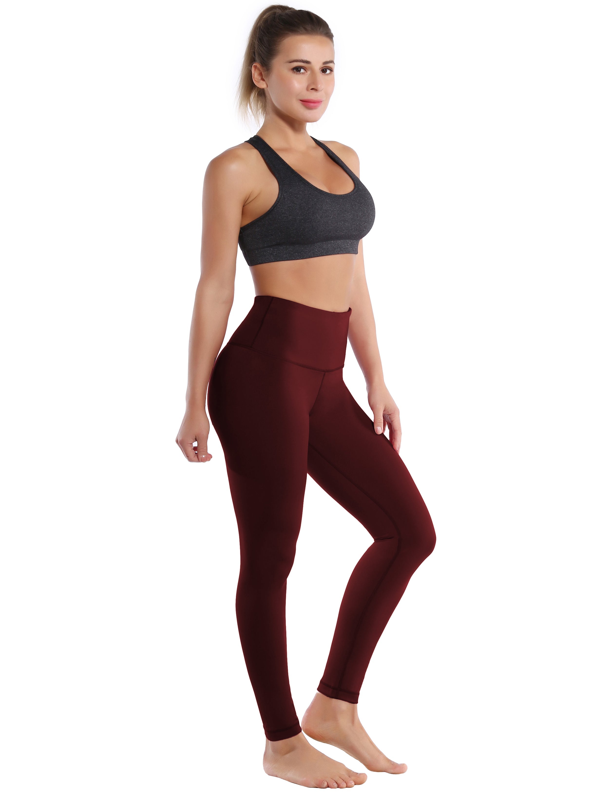 High Waist yogastudio Pants cherryred 75%Nylon/25%Spandex Fabric doesn't attract lint easily 4-way stretch No see-through Moisture-wicking Tummy control Inner pocket Four lengths