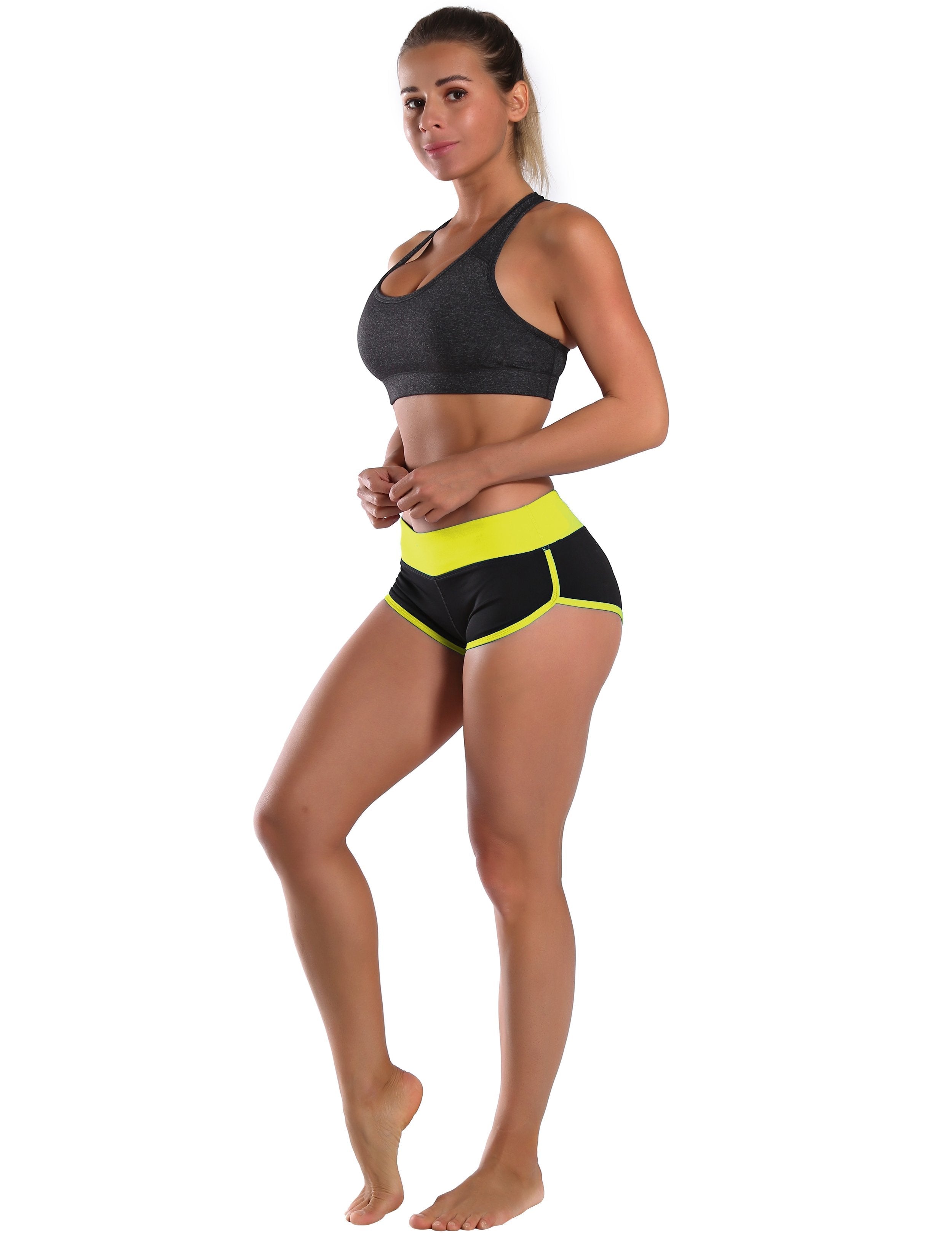 030 Sexy Booty Tall Size Shorts fluorescentyellow_black ins