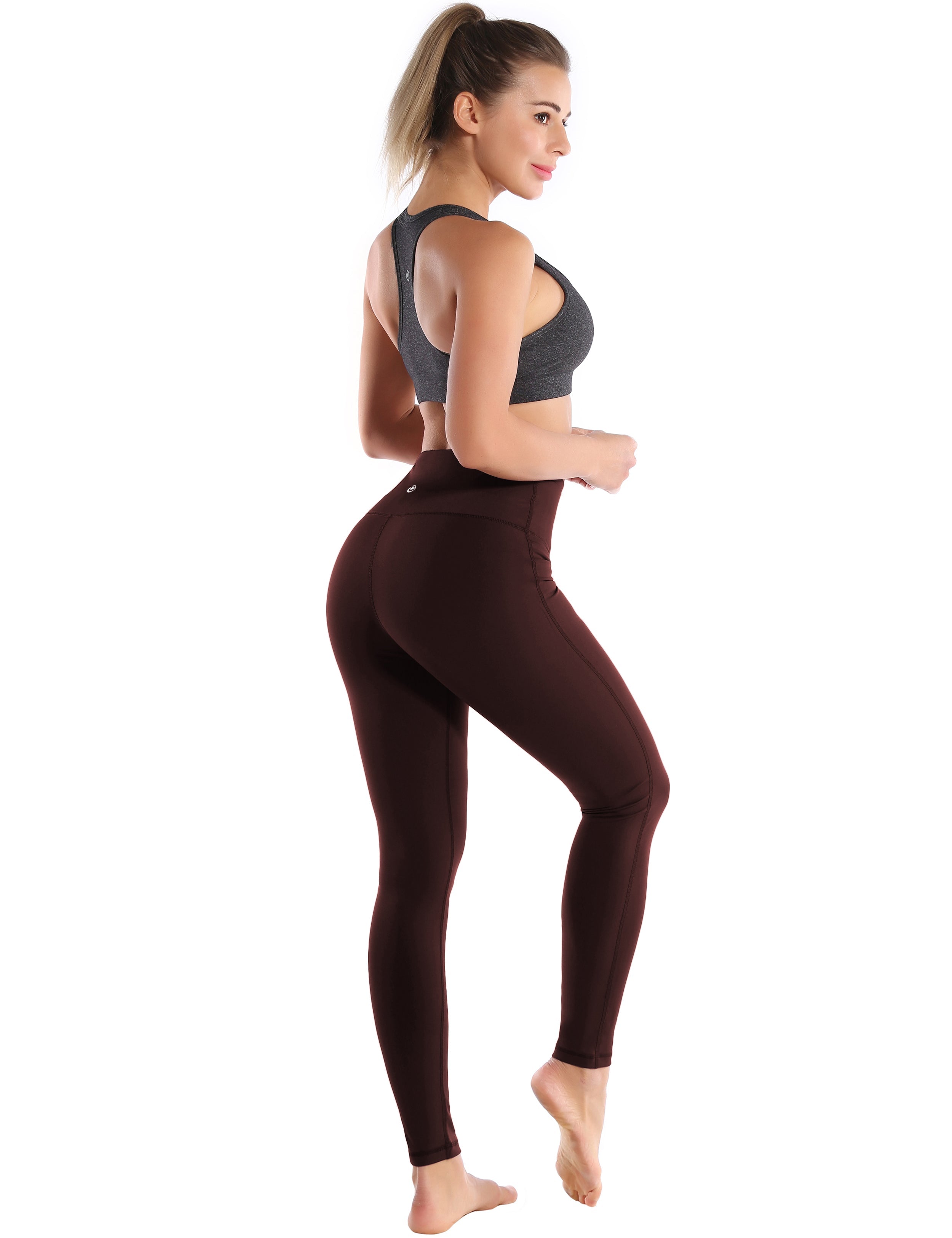High Waist Side Line Gym Pants mahoganymaroon Side Line is Make Your Legs Look Longer and Thinner 75%Nylon/25%Spandex Fabric doesn't attract lint easily 4-way stretch No see-through Moisture-wicking Tummy control Inner pocket Two lengths